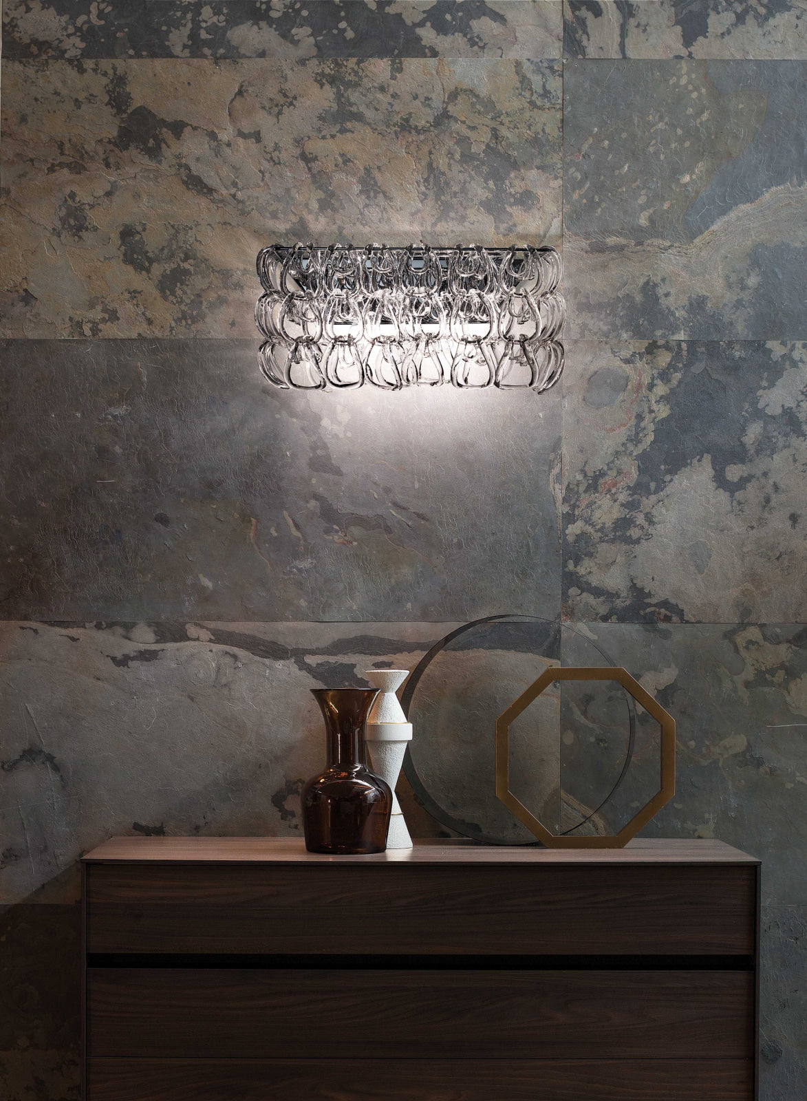 GIOGALIAP2 CR CR/TR Transparent Crystal / Glossy Chrome Wall Lamp