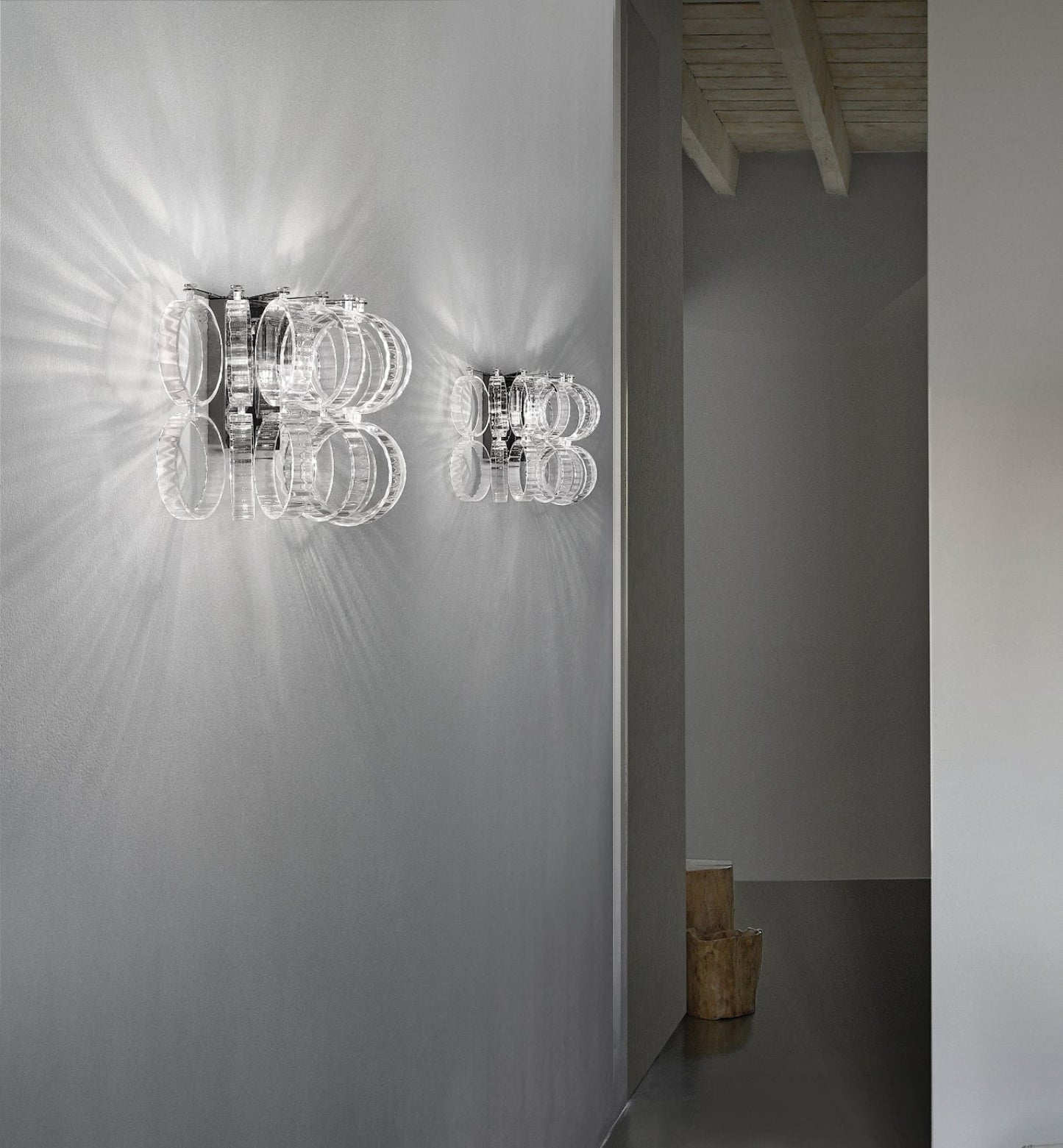 ECOSAP35 CR CR/RI Transparent Crystal / Glossy Chrome Wall Lamp