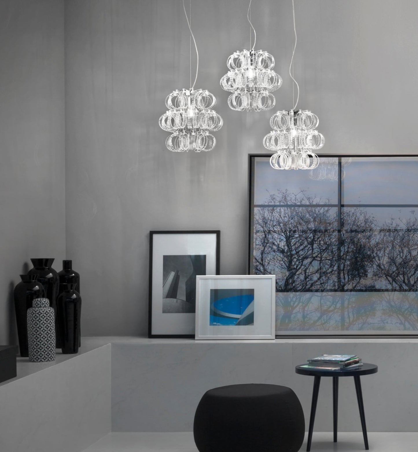 ECOSSP35 CR CR/RI Transparent Crystal / Glossy Chrome Suspension Lamp