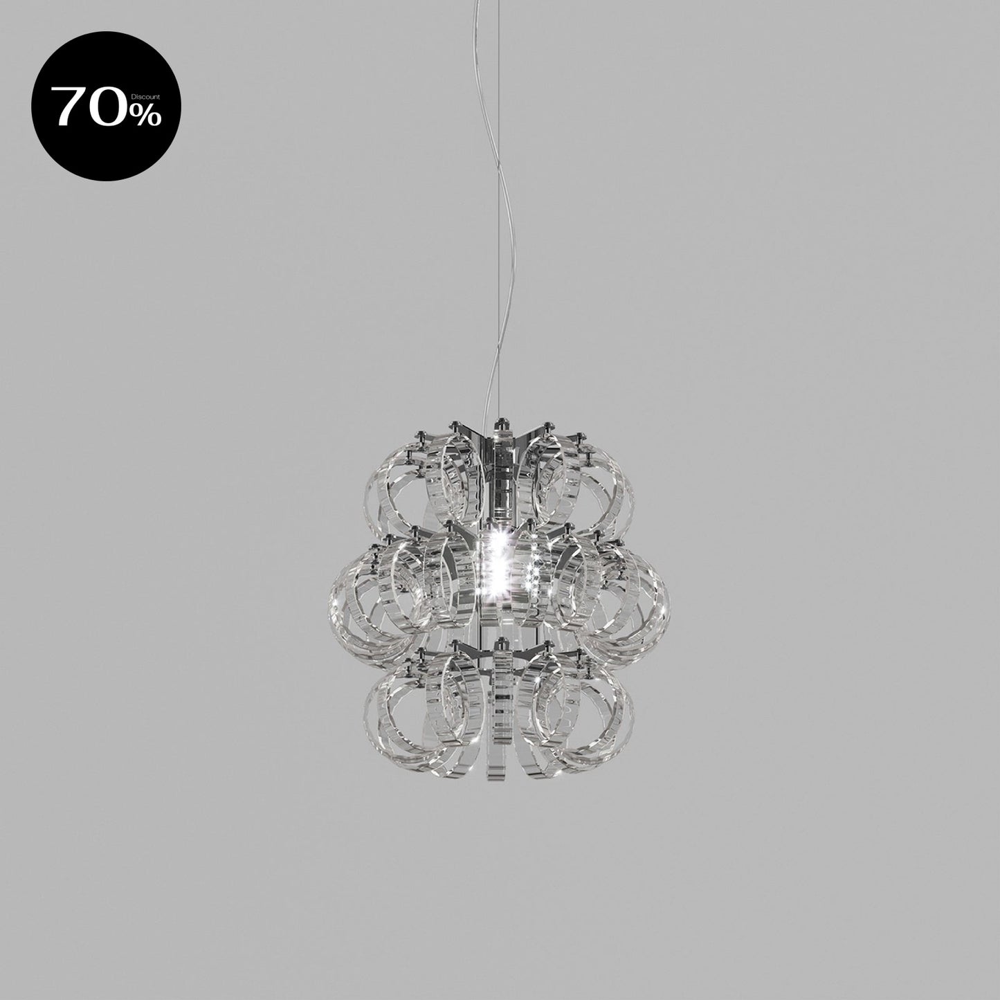 ECOSSP35 CR CR/RI Transparent Crystal / Glossy Chrome Suspension Lamp