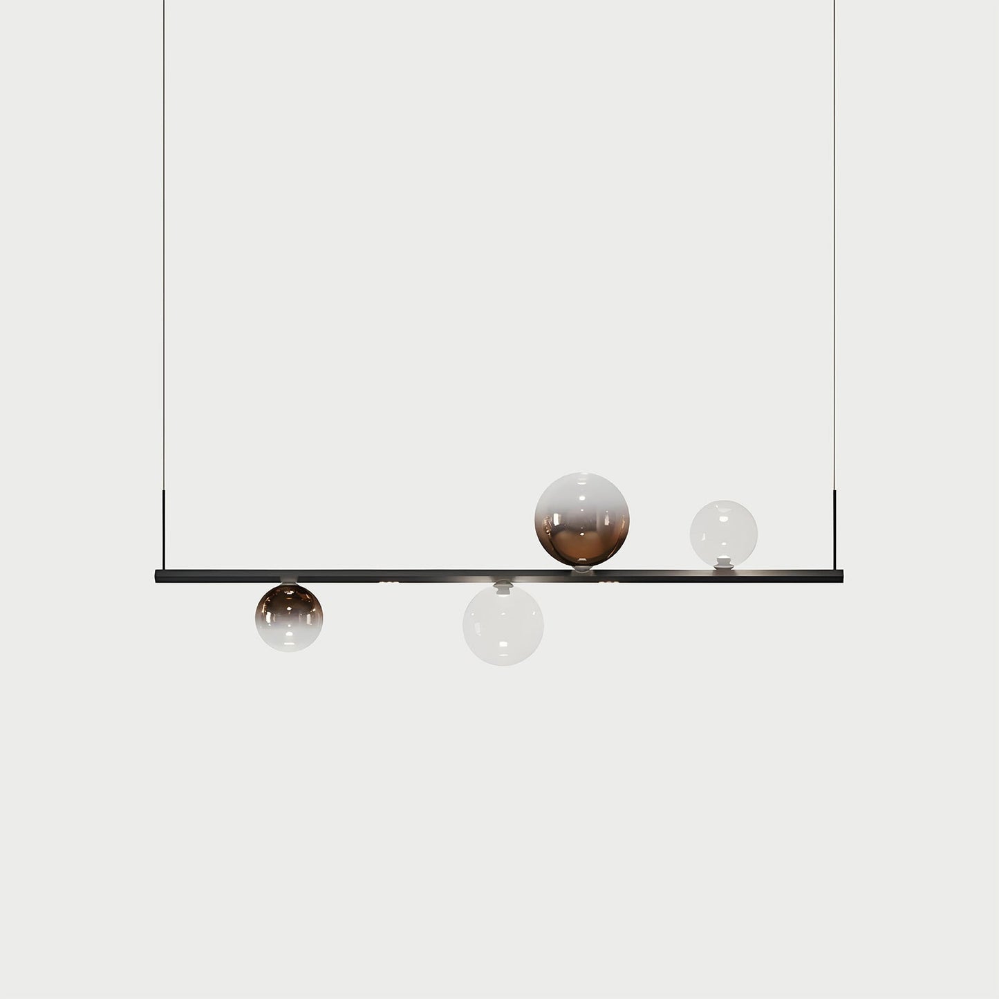RANDOM STICK SHORT (BLACK CHROME) Black Chrome / Clear / Glossy Bronze Suspension Lamp