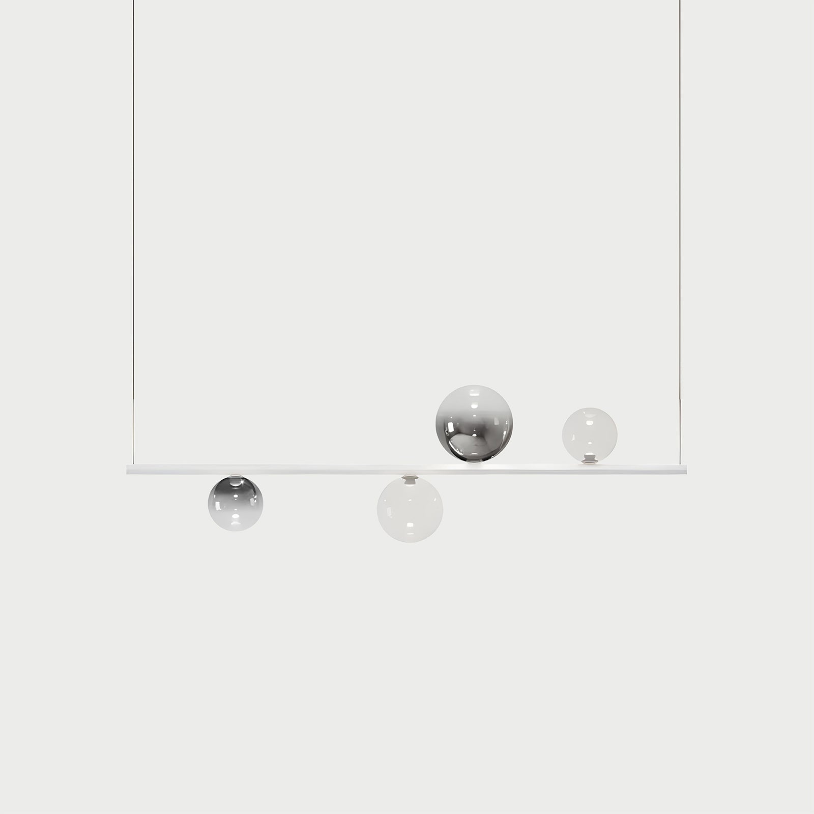 RANDOM STICK SHORT (MATT WHITE) Matt White / Clear / Chrome Suspension Lamp