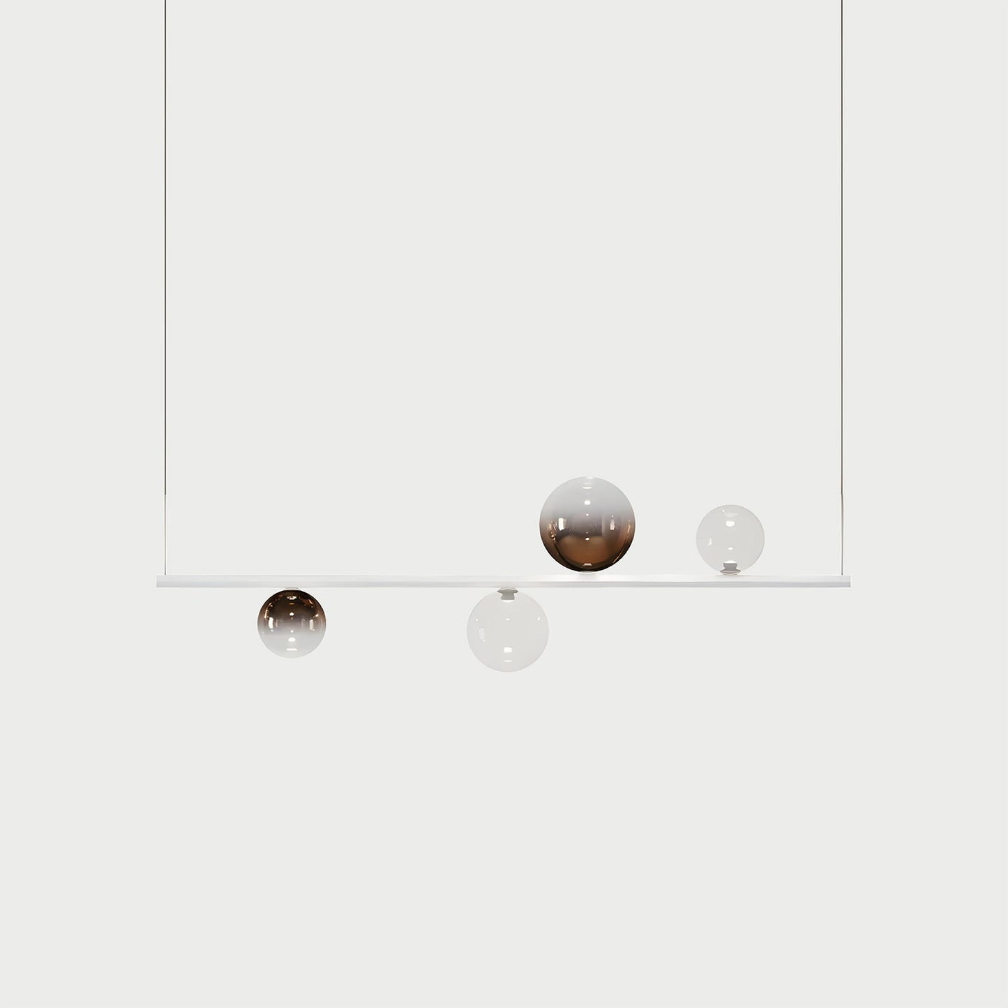RANDOM STICK SHORT (MATT WHITE) Matt White / Clear / Glossy Bronze Suspension Lamp