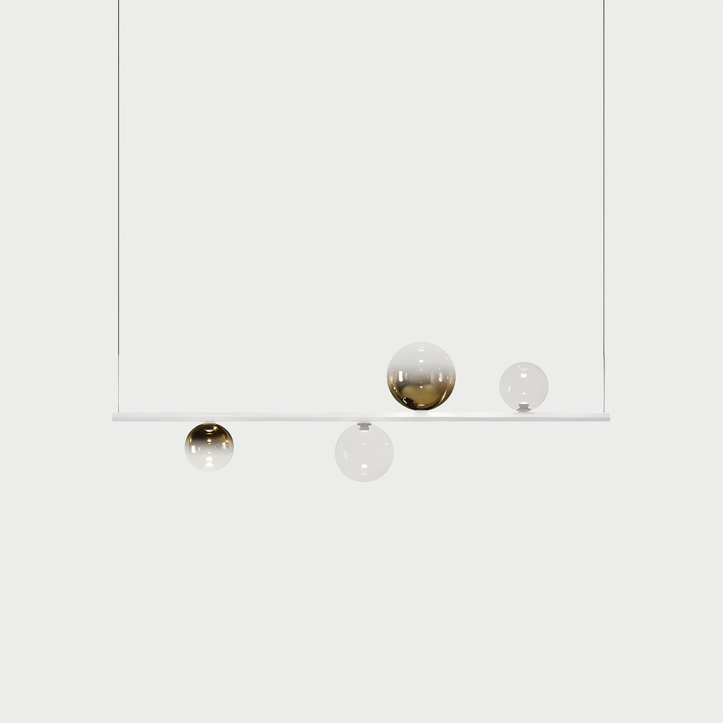RANDOM STICK SHORT (MATT WHITE) Matt White / Clear / Gold Suspension Lamp