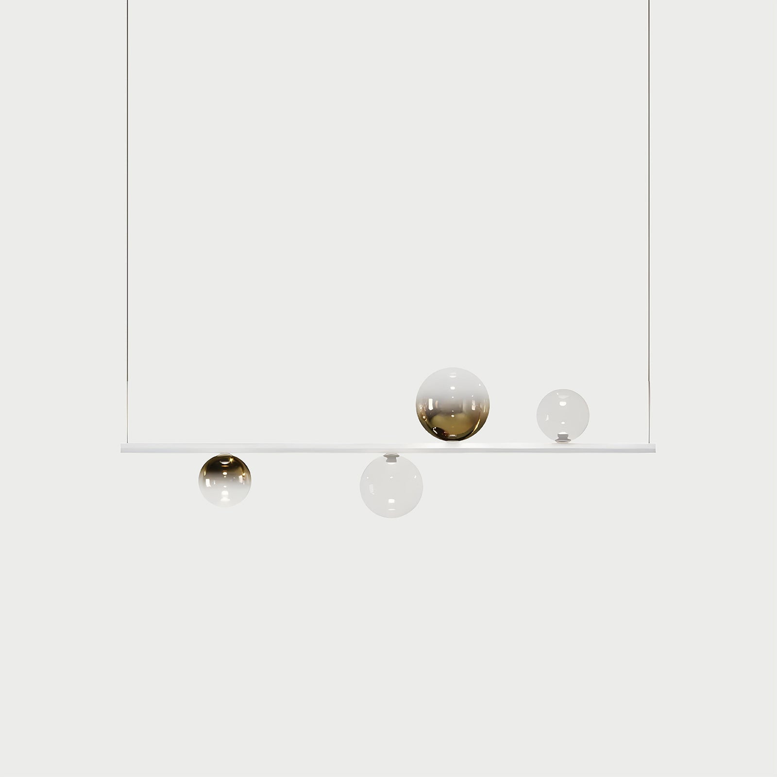 RANDOM STICK SHORT (MATT WHITE) Matt White / Clear / Gold Suspension Lamp