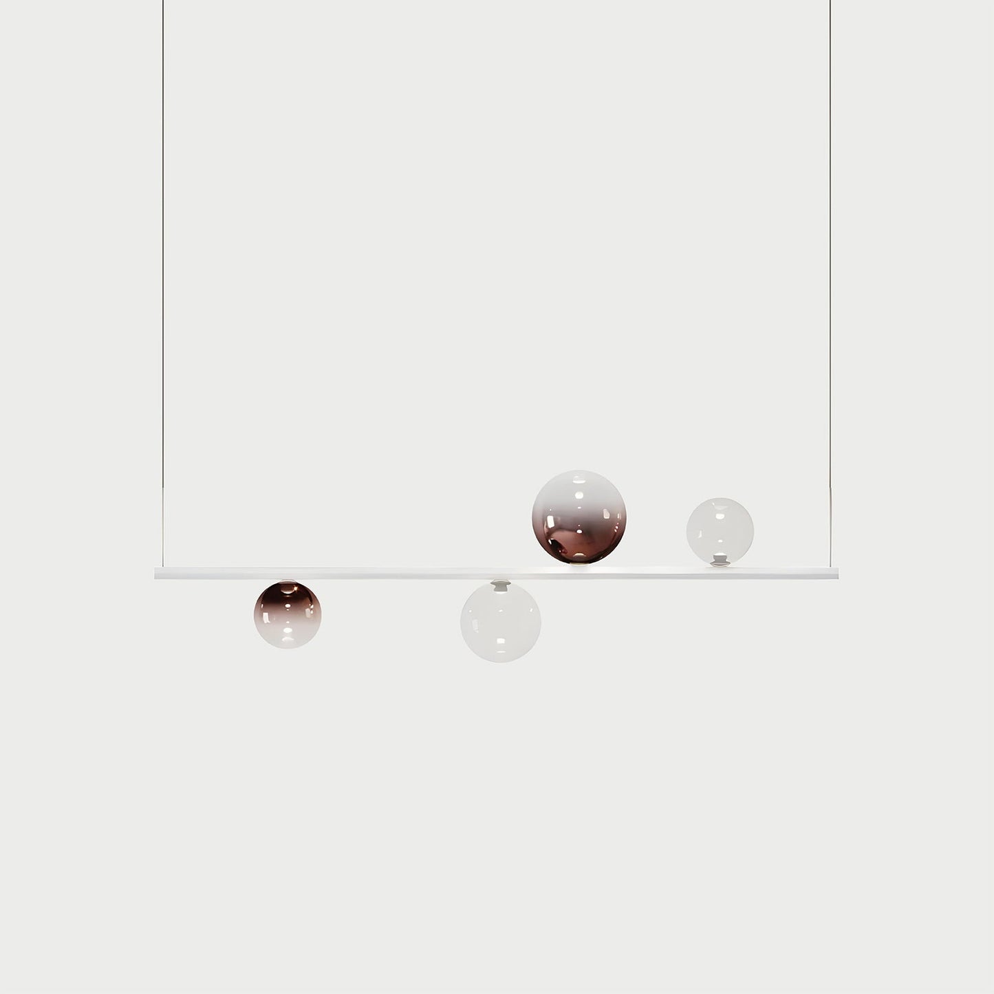 RANDOM STICK SHORT (MATT WHITE) Matt White / Clear / Rose Gold Suspension Lamp