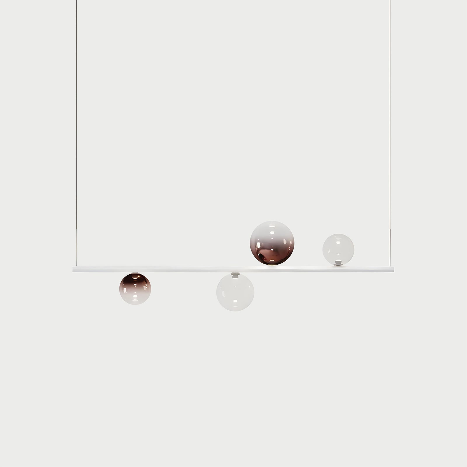 RANDOM STICK SHORT (MATT WHITE) Matt White / Clear / Rose Gold Suspension Lamp