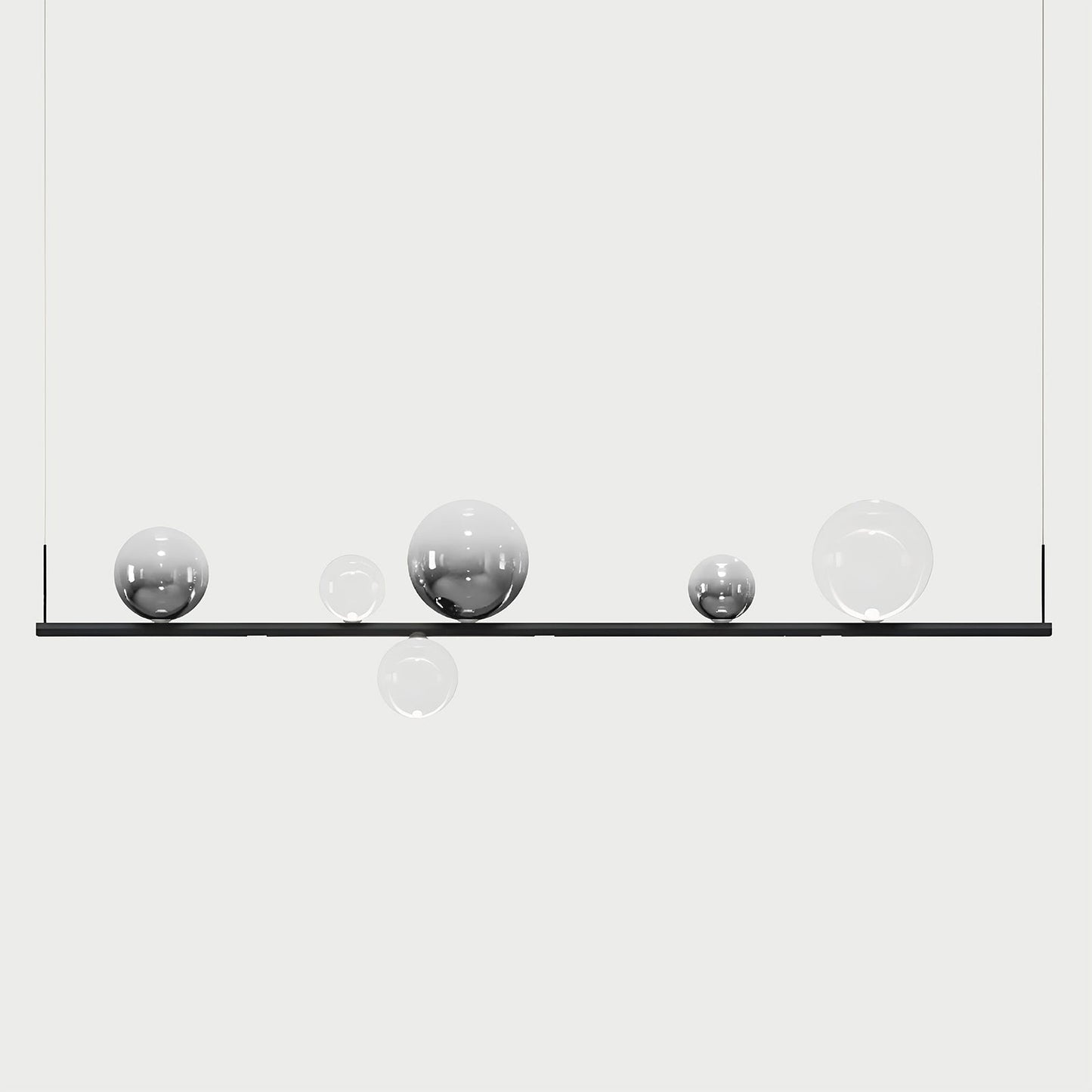 RANDOM STICK LONG (BLACK CHROME) Black Chrome / Clear / Chrome Suspension Lamp