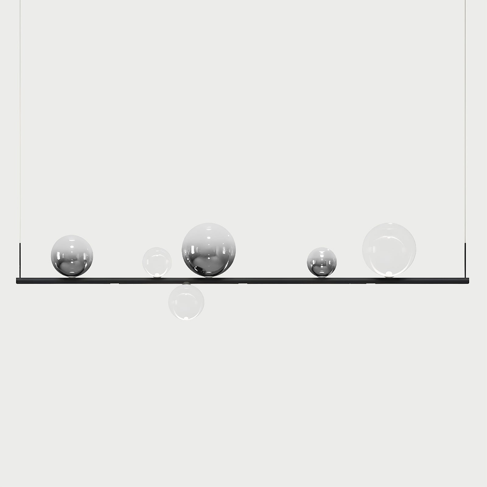 RANDOM STICK LONG (BLACK CHROME) Black Chrome / Clear / Chrome Suspension Lamp
