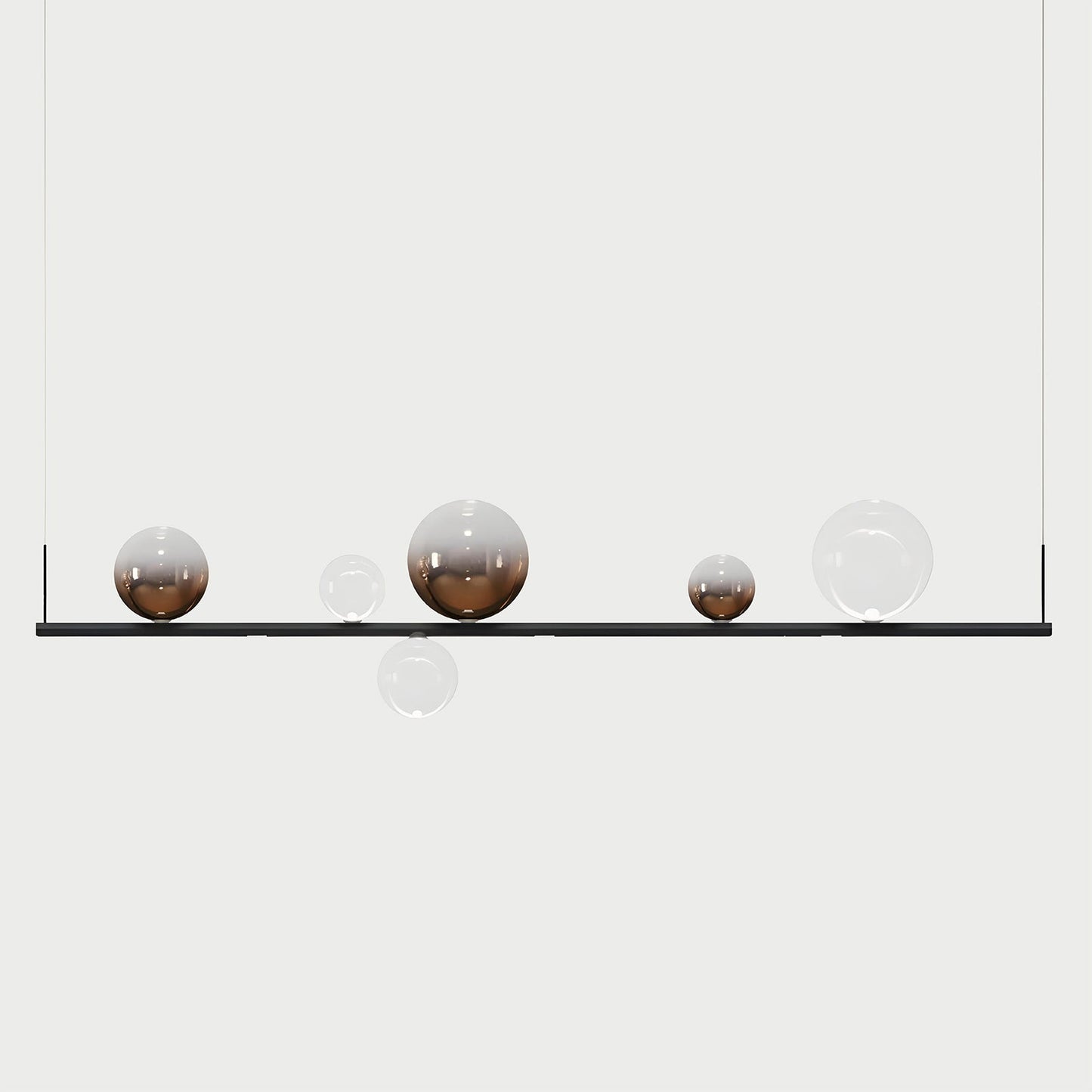 RANDOM STICK LONG (BLACK CHROME) Black Chrome / Clear / Glossy Bronze Suspension Lamp