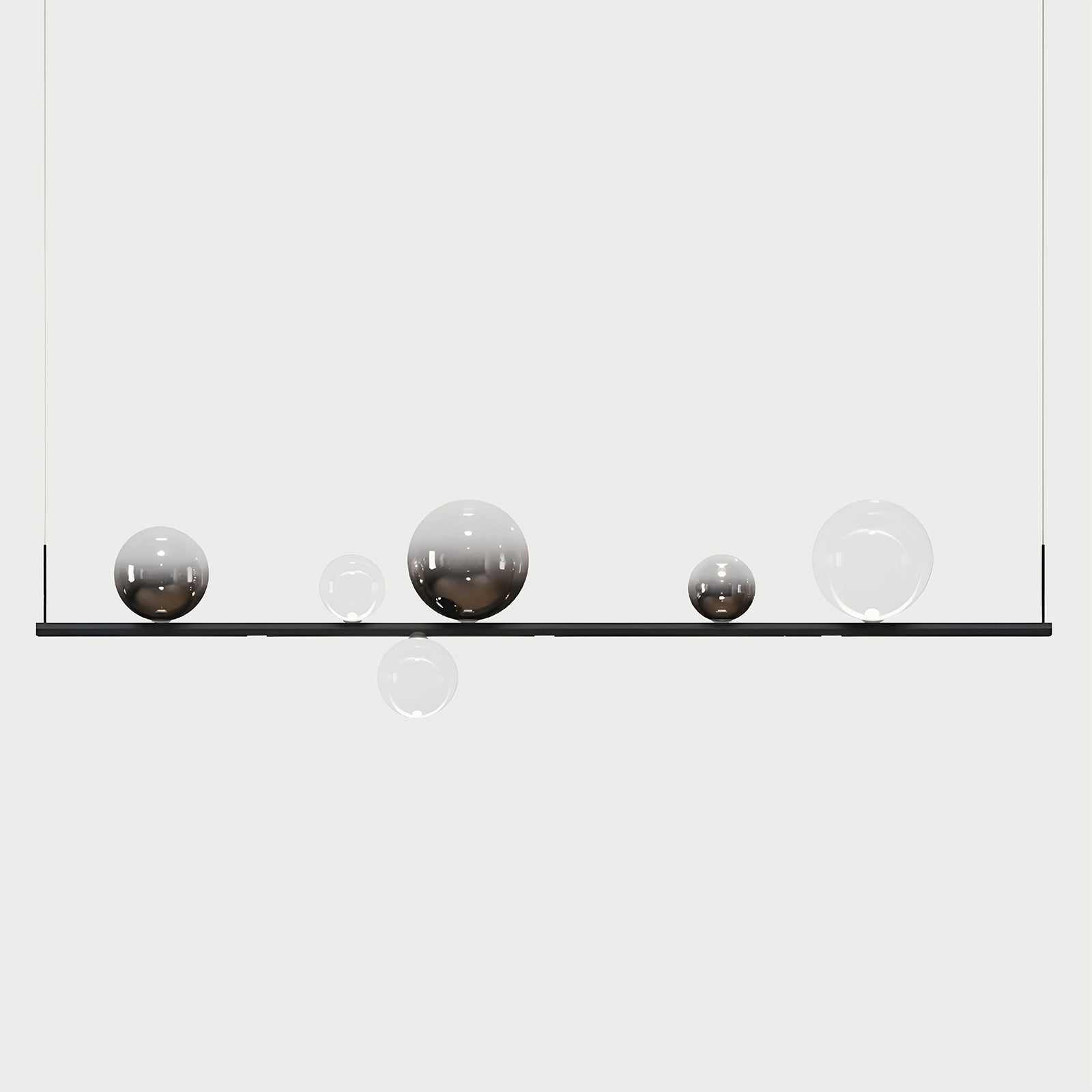 RANDOM STICK LONG (BLACK CHROME) Black Chrome / Clear / Glossy Smoke Suspension Lamp