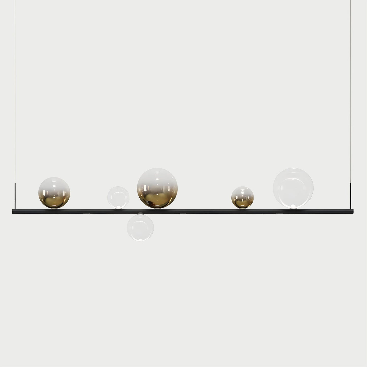 RANDOM STICK LONG (BLACK CHROME) Black Chrome / Clear / Gold Suspension Lamp