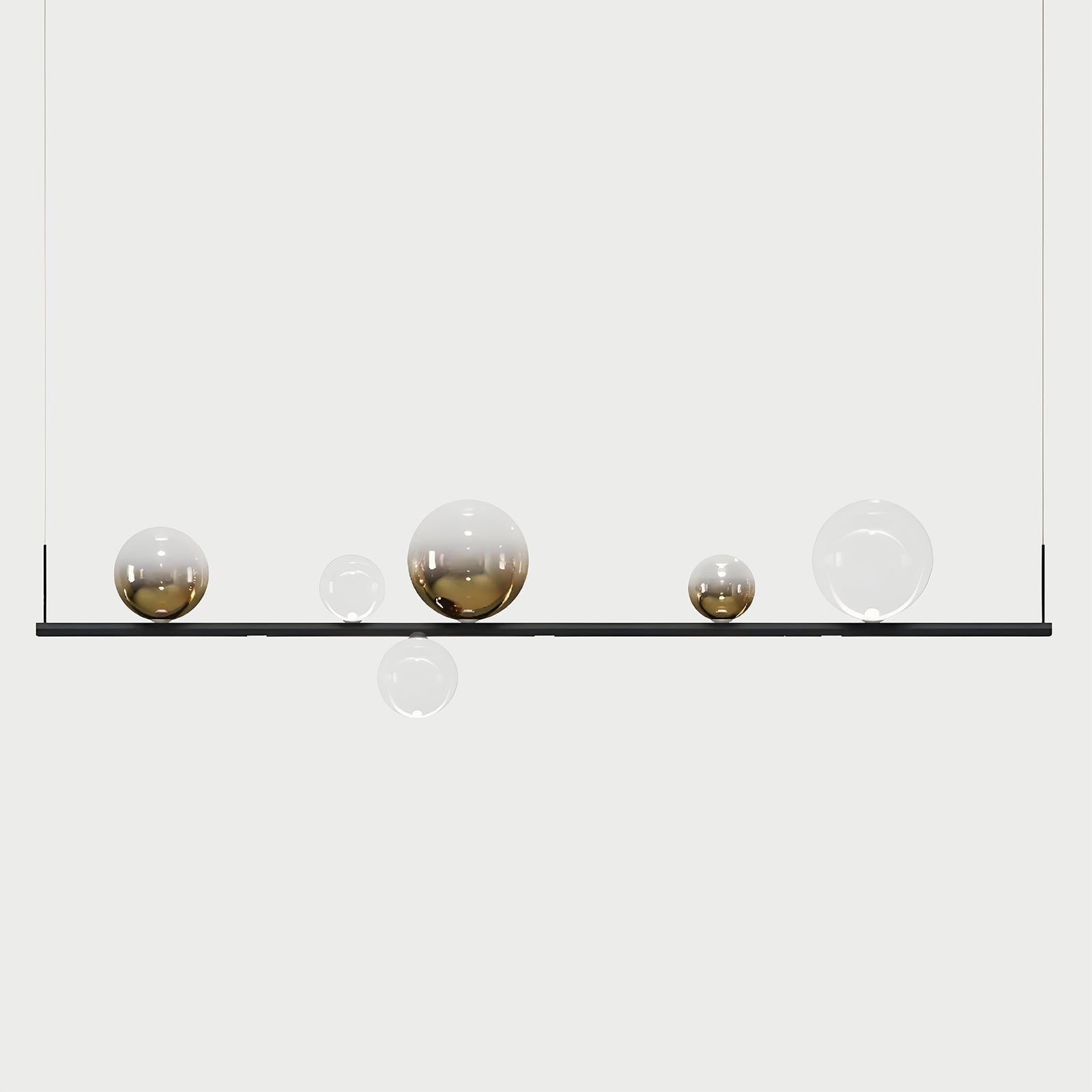 RANDOM STICK LONG (BLACK CHROME) Black Chrome / Clear / Gold Suspension Lamp