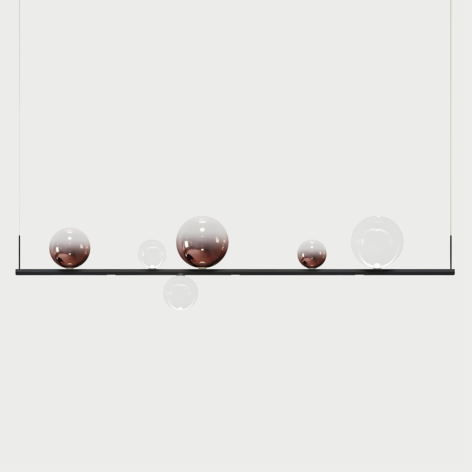 RANDOM STICK LONG (BLACK CHROME) Black Chrome / Clear / Rose Gold Suspension Lamp