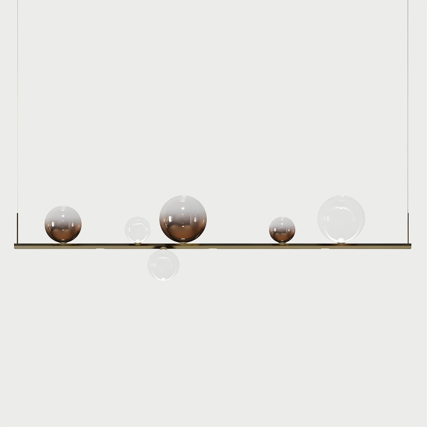 RANDOM STICK LONG (POLISHED GOLD) Polished Gold / Clear / Glossy Bronze Suspension Lamp