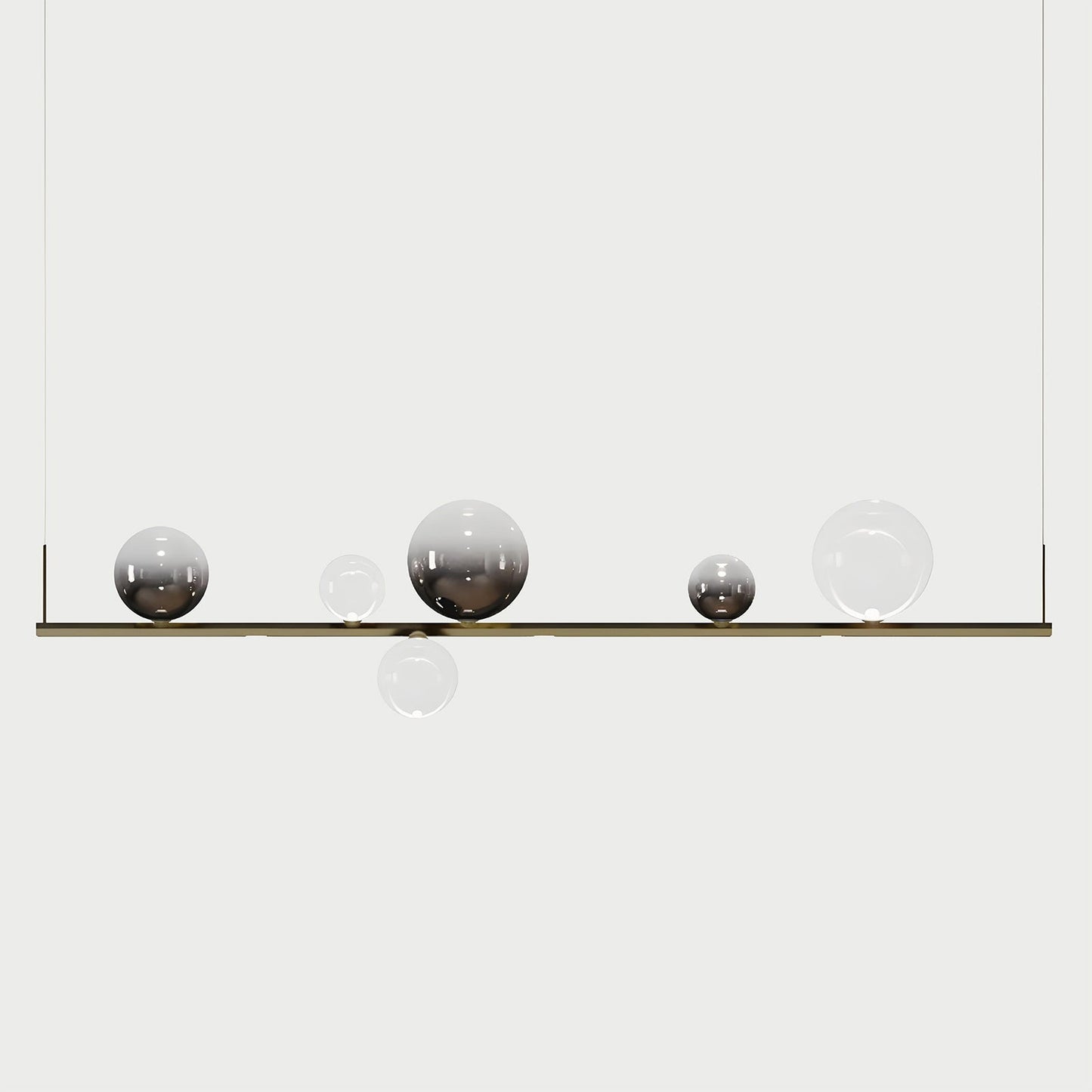 RANDOM STICK LONG (POLISHED GOLD) Polished Gold / Clear / Glossy Smoke Suspension Lamp