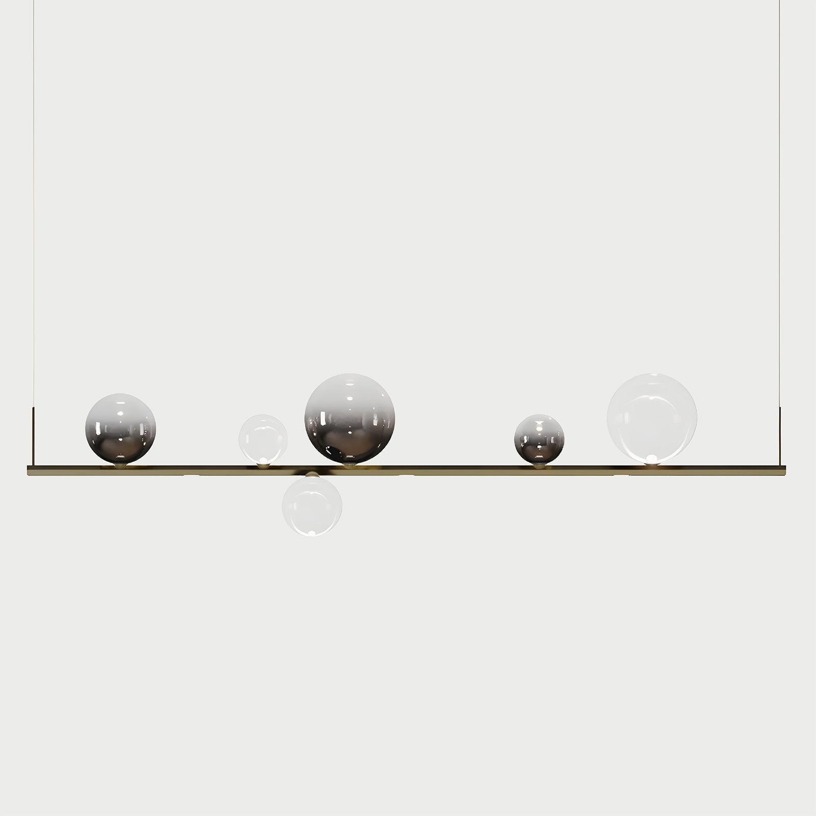 RANDOM STICK LONG (POLISHED GOLD) Polished Gold / Clear / Glossy Smoke Suspension Lamp