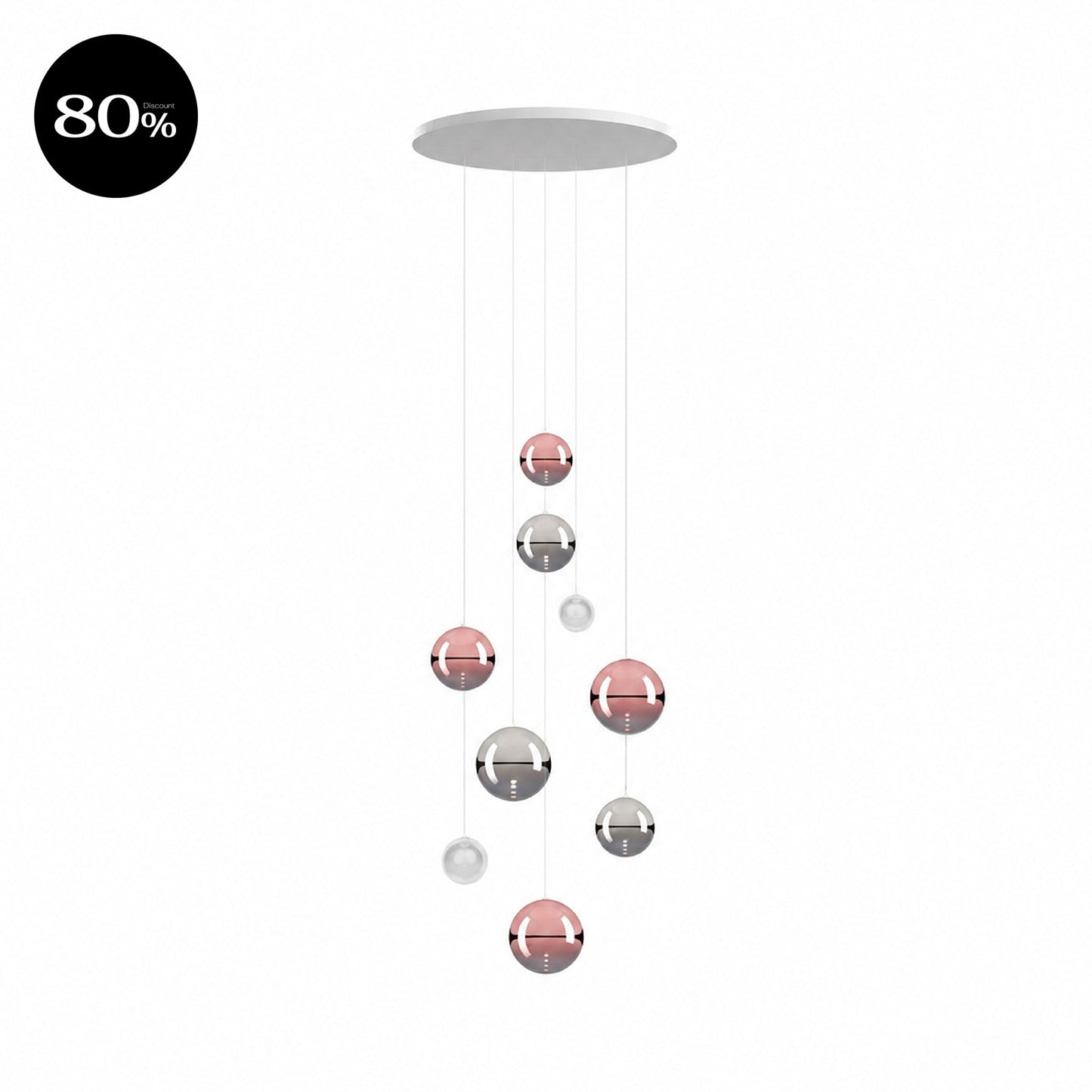 SET1 RANDOM SOLO P9 - Chrome / Rose Gold / Clear - Suspension Lamp