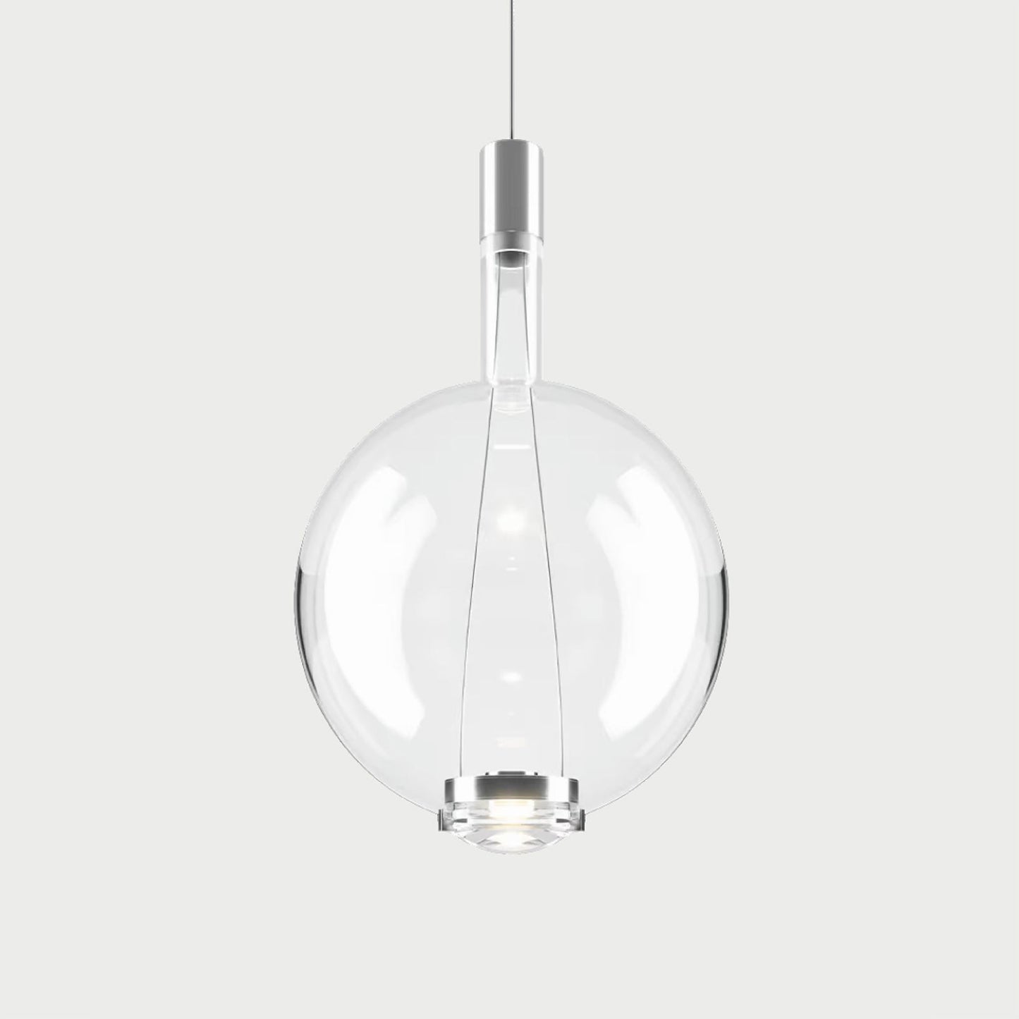 SKY FALL ROUND Chrome / Clear / Large Suspension Lamp