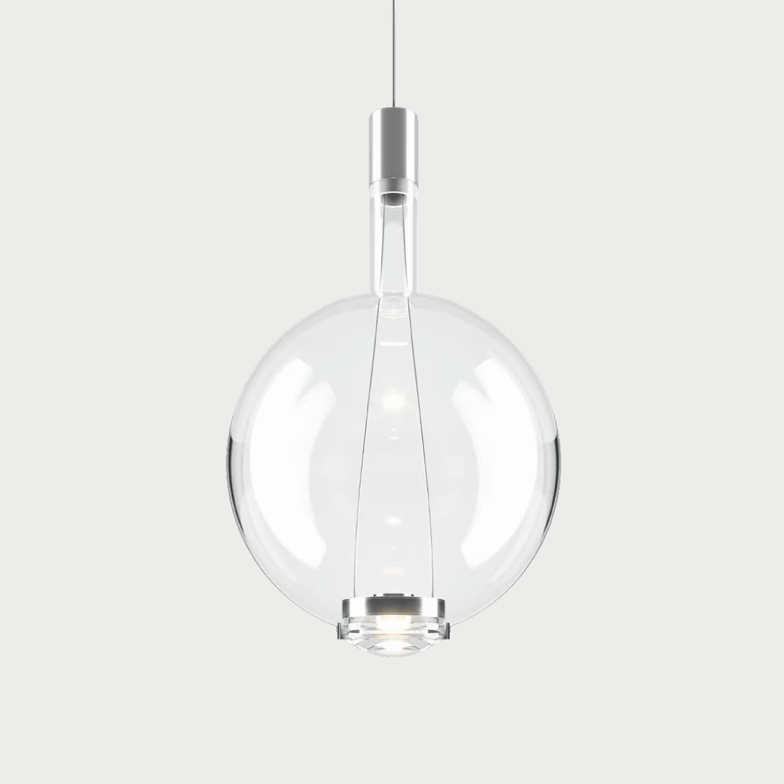 SKY FALL ROUND Chrome / Clear / Large Suspension Lamp