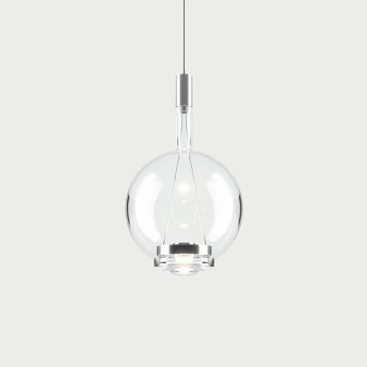SKY FALL ROUND Chrome / Clear / Medium Suspension Lamp