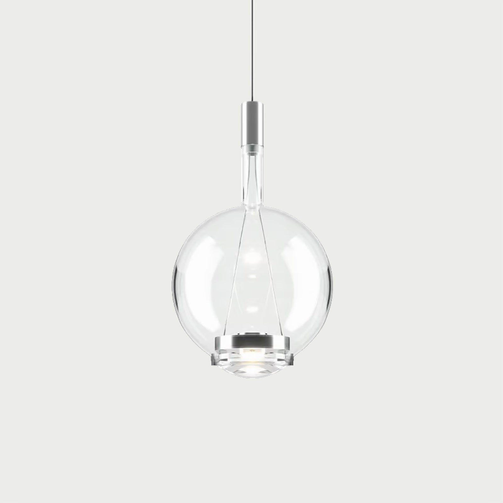 SKY FALL ROUND Chrome / Clear / Medium Suspension Lamp