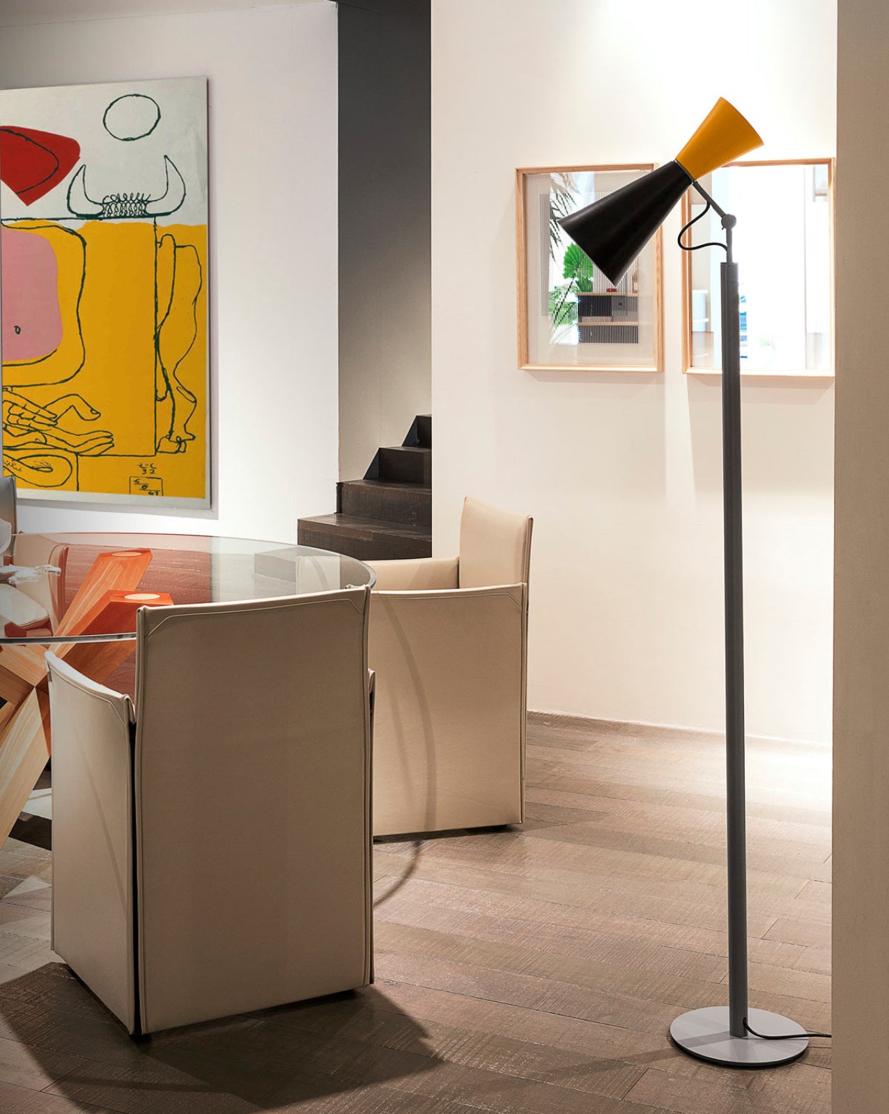 PARLIAMENT YELLOW Whitewash / Grey Floor Lamp