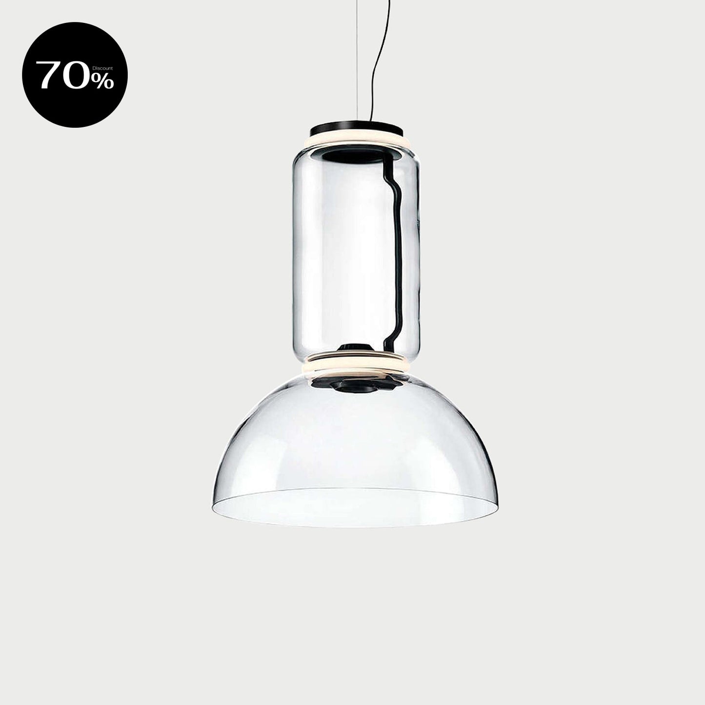 NOCTAMBULE SUSPENSION 1 LOW CYLINDER BOWL Transparent Suspension Lamp