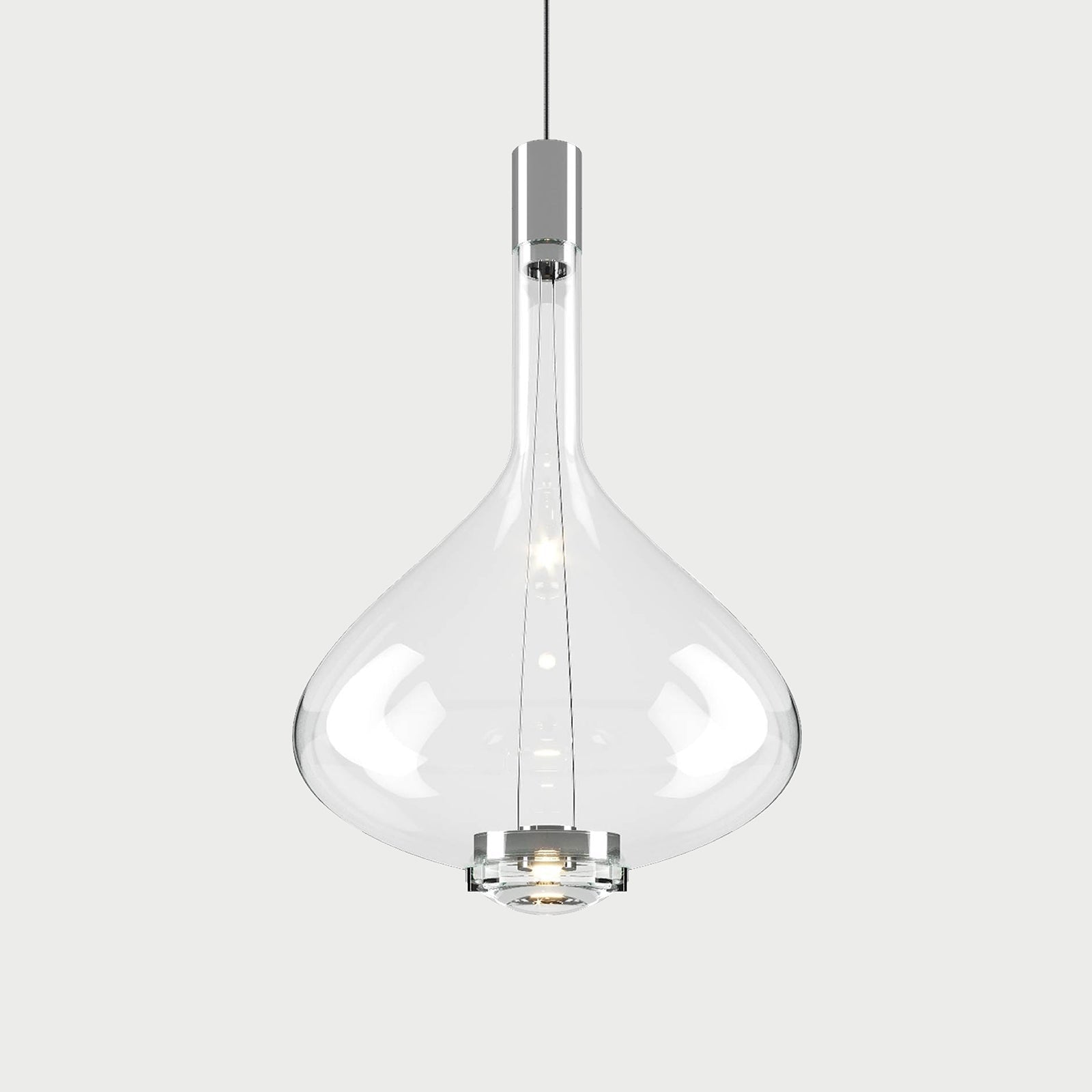 SKY FALL Chrome / Clear / Large Suspension Lamp