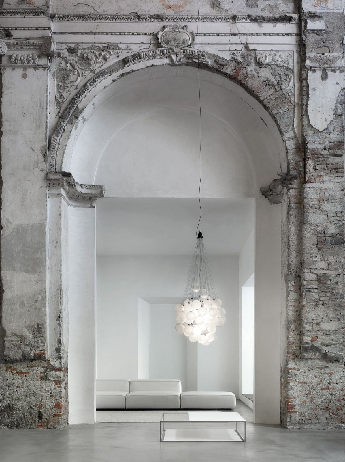 STOCHASTIC 48 Opal White Suspension Lamp