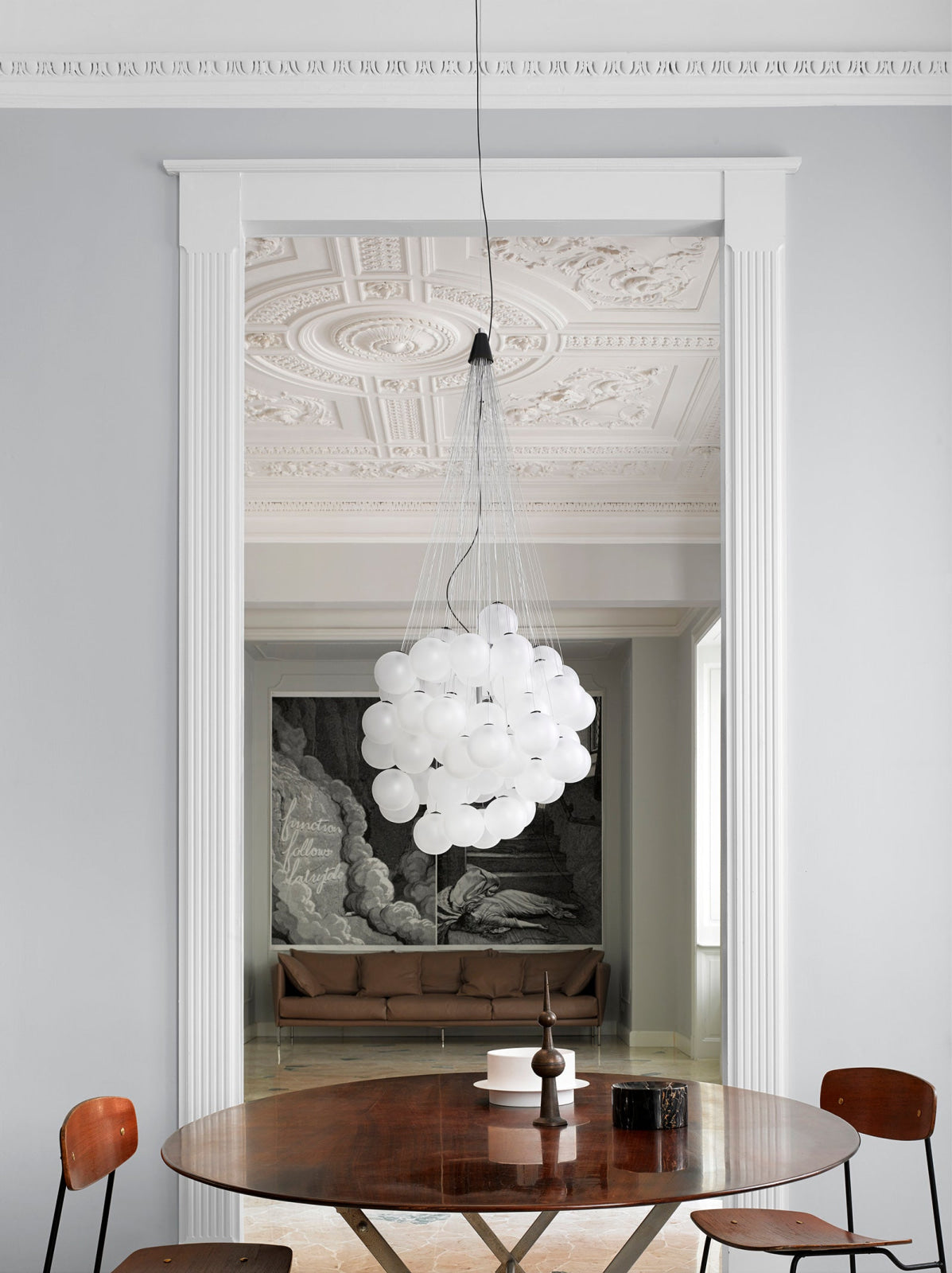 STOCHASTIC 48 Opal White Suspension Lamp