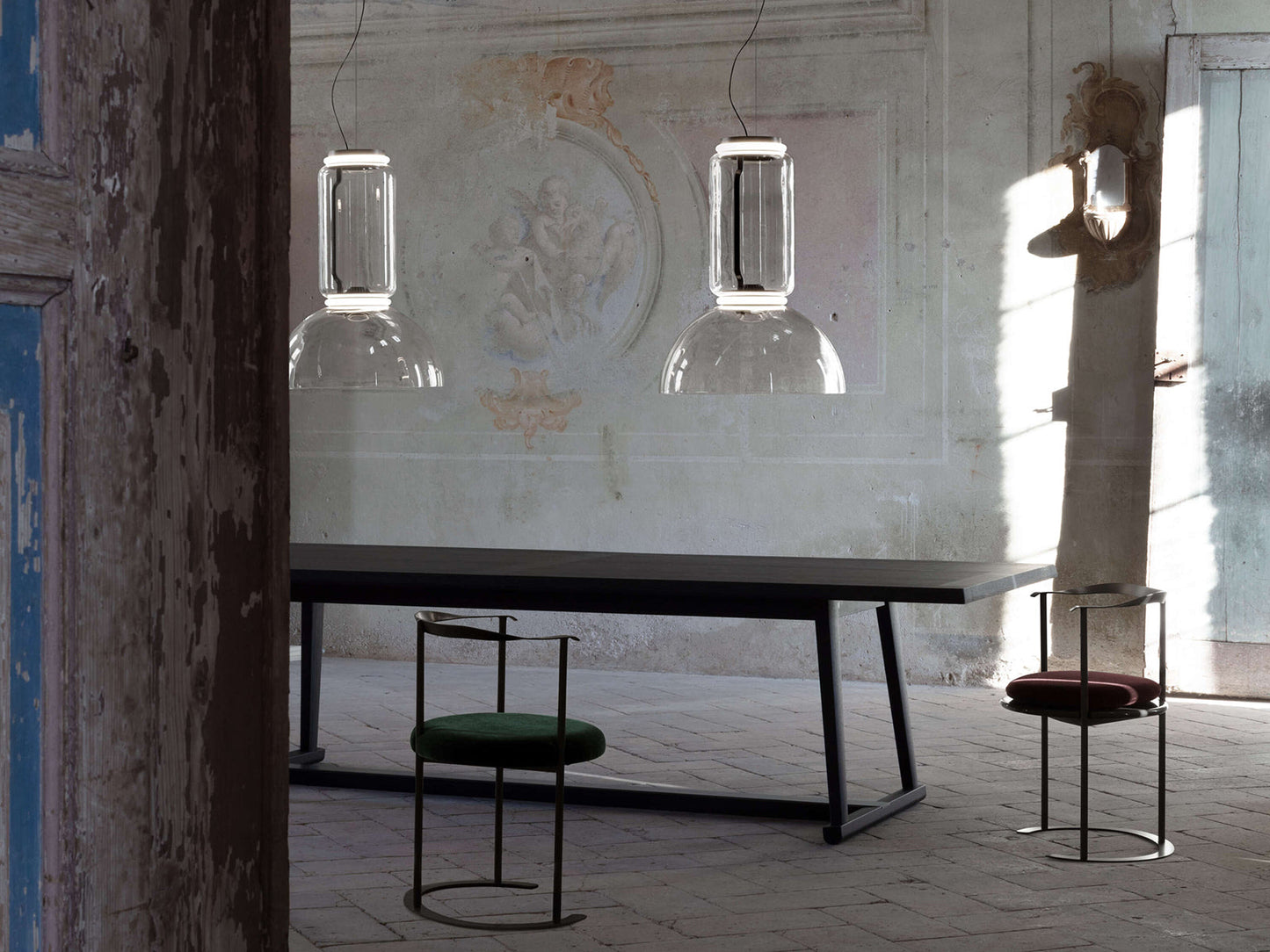 NOCTAMBULE SUSPENSION 1 LOW CYLINDER BOWL Transparent Suspension Lamp