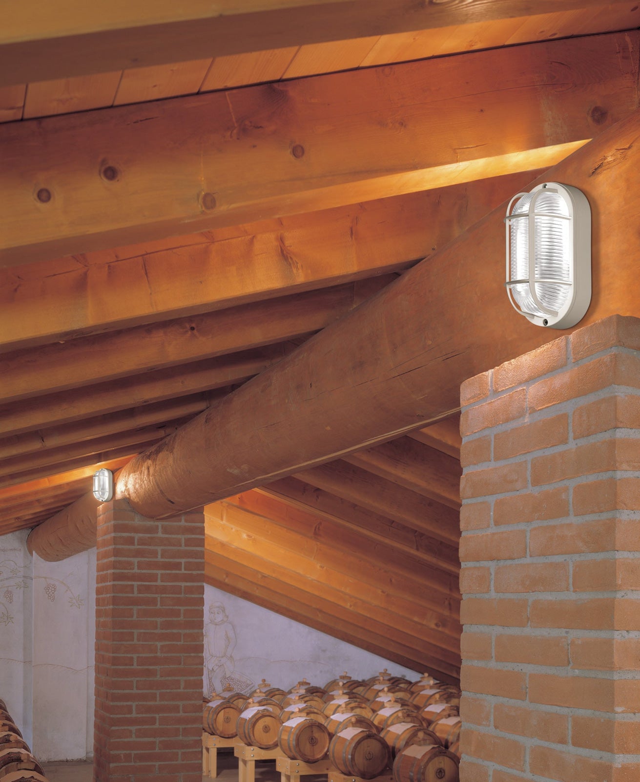 TARTARUGA OVALE 200 CON GABBIA White Exterior Wall Lamp