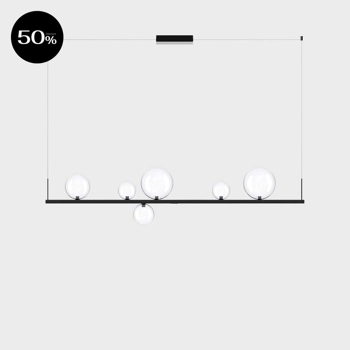 RANDOM STICK LONG (BLACK CHROME) - Black Chrome / Clear - Suspension Lamp
