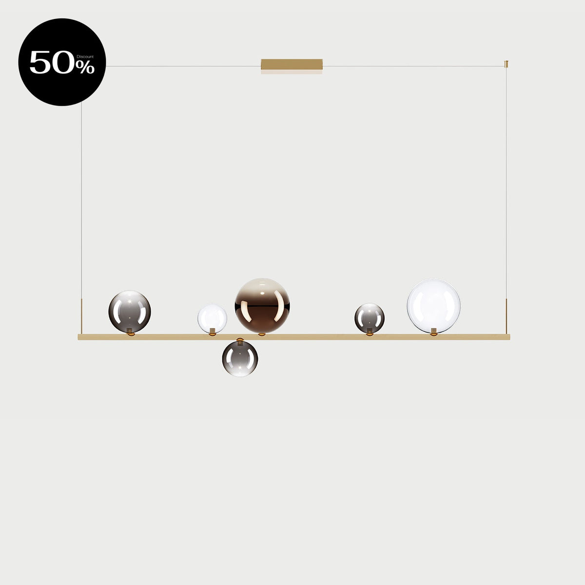 RANDOM STICK LONG (POLISHED GOLD) - Polished Gold / Clear / Glossy Smoke / Glossy Bronze - Suspension Lamp