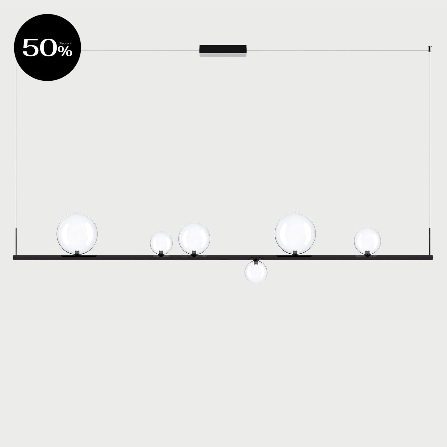 RANDOM STICK XL (BLACK CHROME) - Black Chrome / Clear - Suspension Lamp