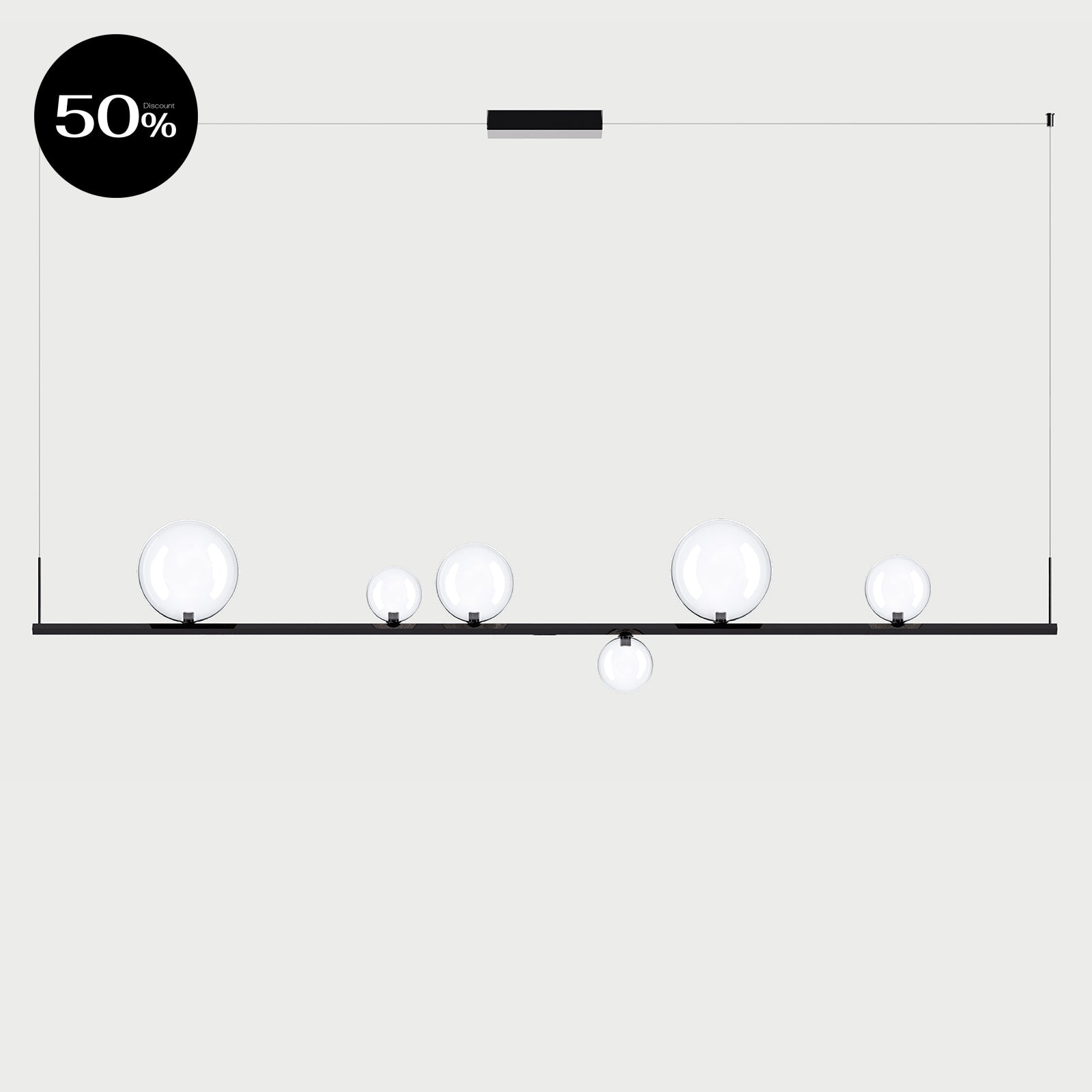 RANDOM STICK XL (BLACK CHROME) - Black Chrome / Clear - Suspension Lamp