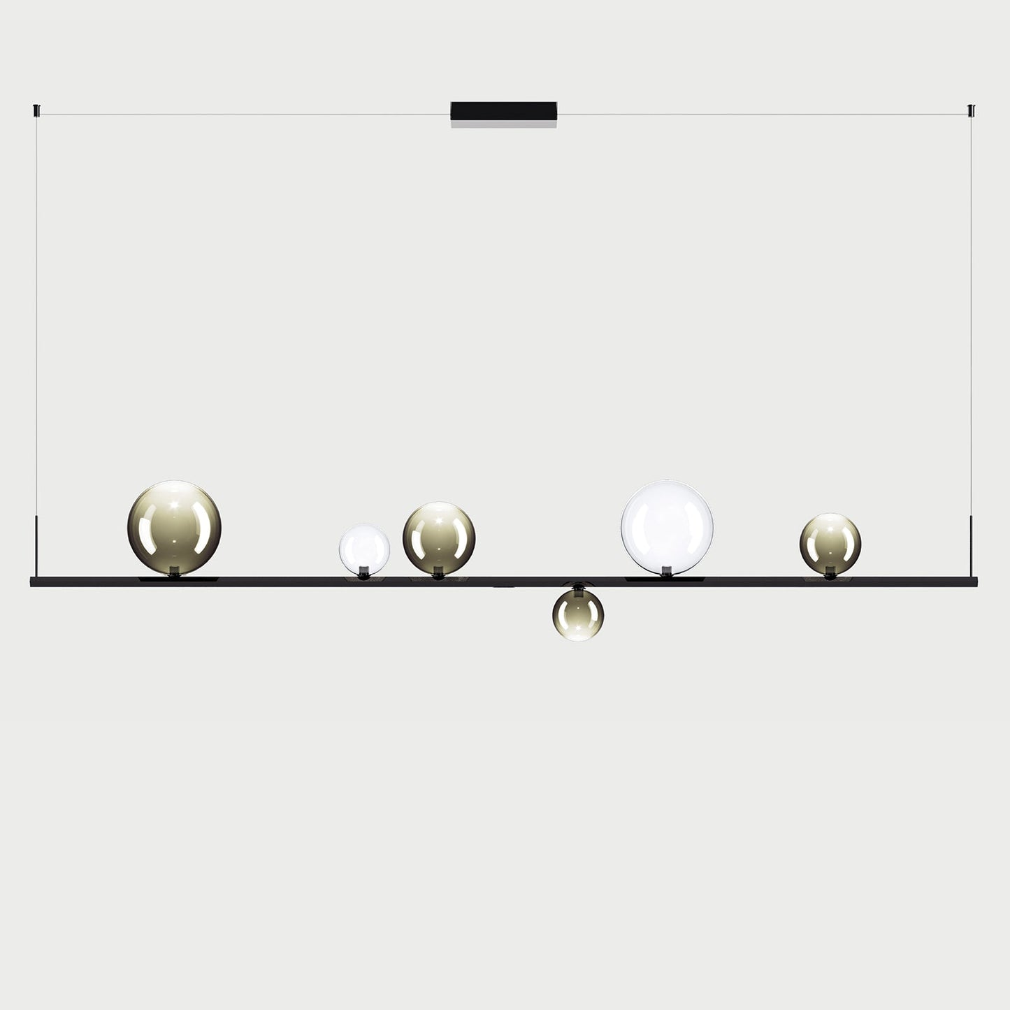 RANDOM STICK XL (BLACK CHROME) - Black Chrome / Clear / Golden Sage - Suspension Lamp