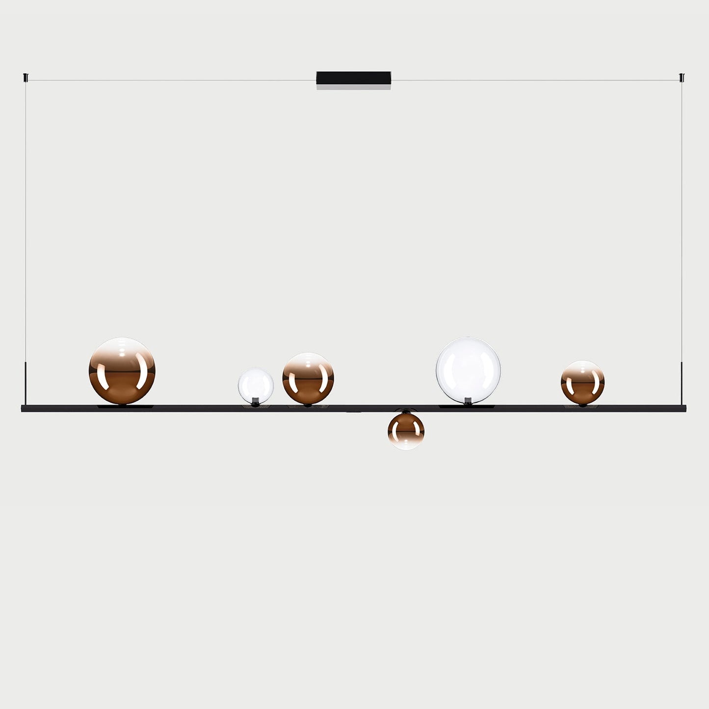 RANDOM STICK XL (BLACK CHROME) - Black Chrome / Clear / Mandarin Orange - Suspension Lamp