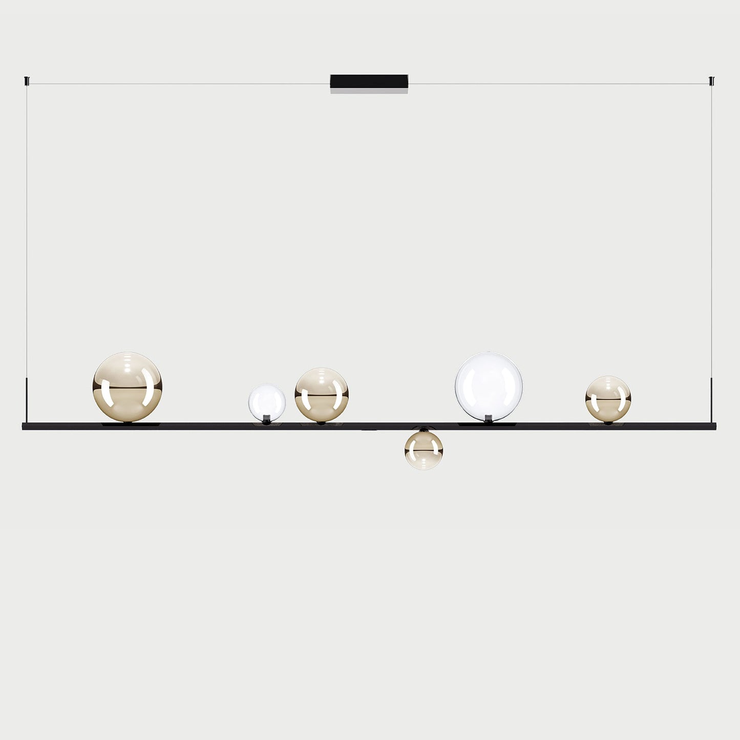 RANDOM STICK XL (BLACK CHROME) - Black Chrome / Clear / Pale Gold - Suspension Lamp