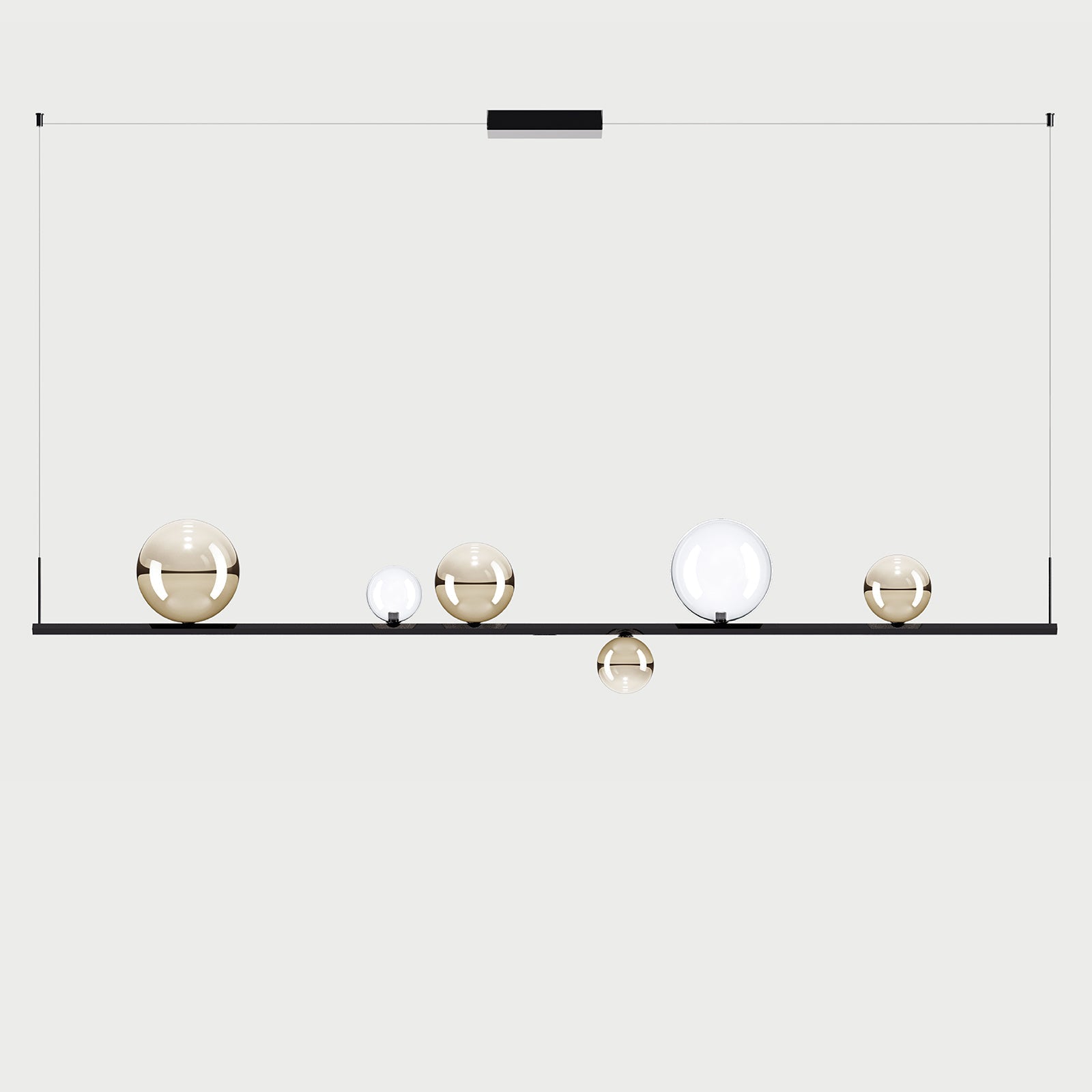 RANDOM STICK XL (BLACK CHROME) - Black Chrome / Clear / Pale Gold - Suspension Lamp