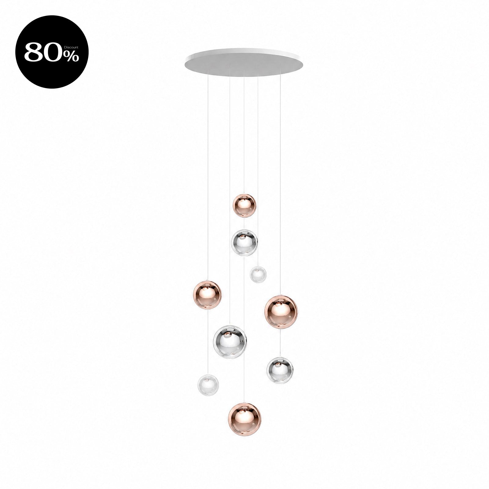 SET1 RANDOM SOLO P9 - Chrome / Rose Gold / Clear - Suspension Lamp