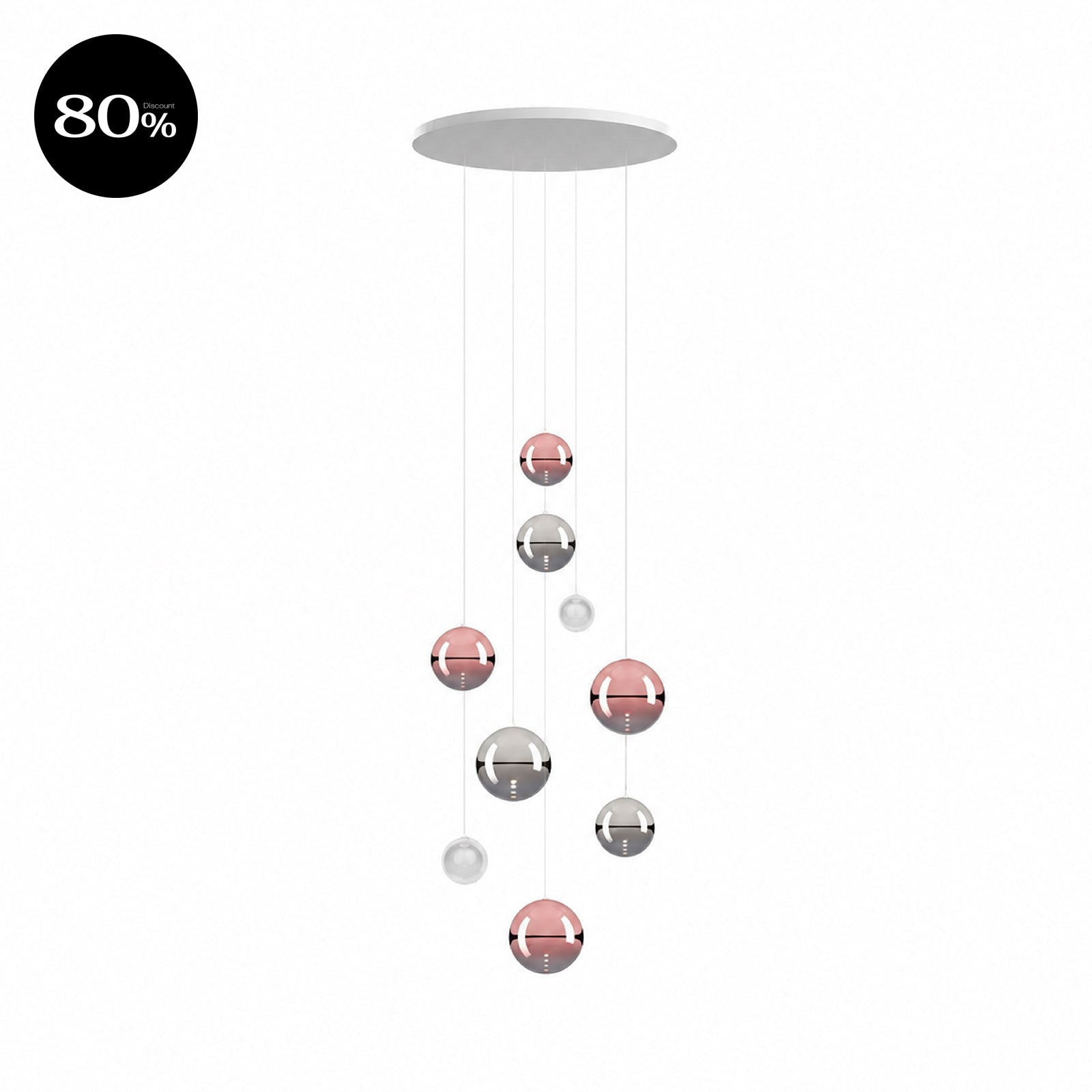 SET1 RANDOM SOLO P9 - Chrome / Rose Gold / Clear - Suspension Lamp