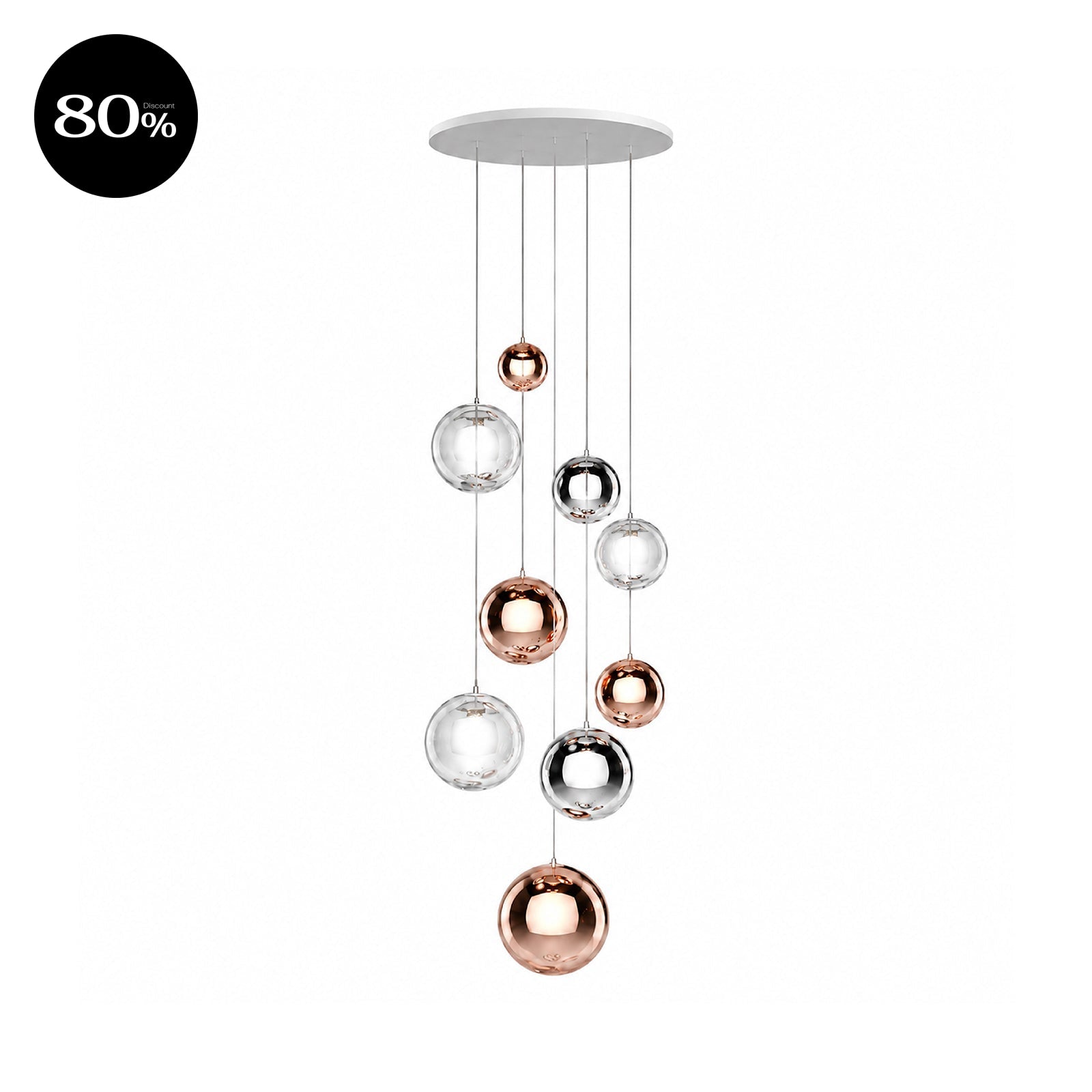 SET2 RANDOM SOLO P9 - Chrome / Rose Gold / Clear - Suspension Lamp
