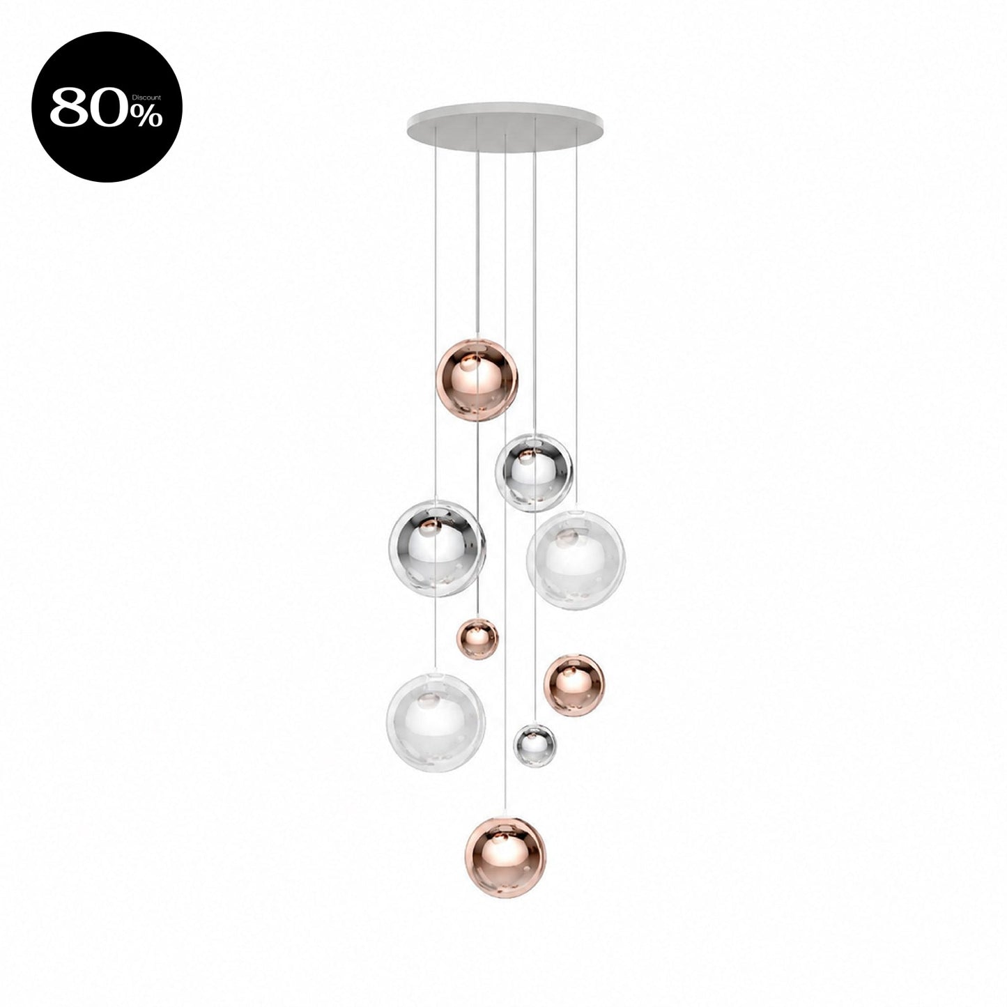 SET3 RANDOM SOLO P9 - Chrome / Rose Gold / Clear - Suspension Lamp