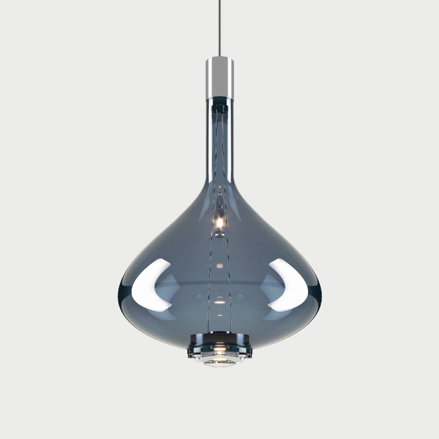 SKY-FALL LARGE - Chrome / Deep Azure Steel - Suspension Lamp
