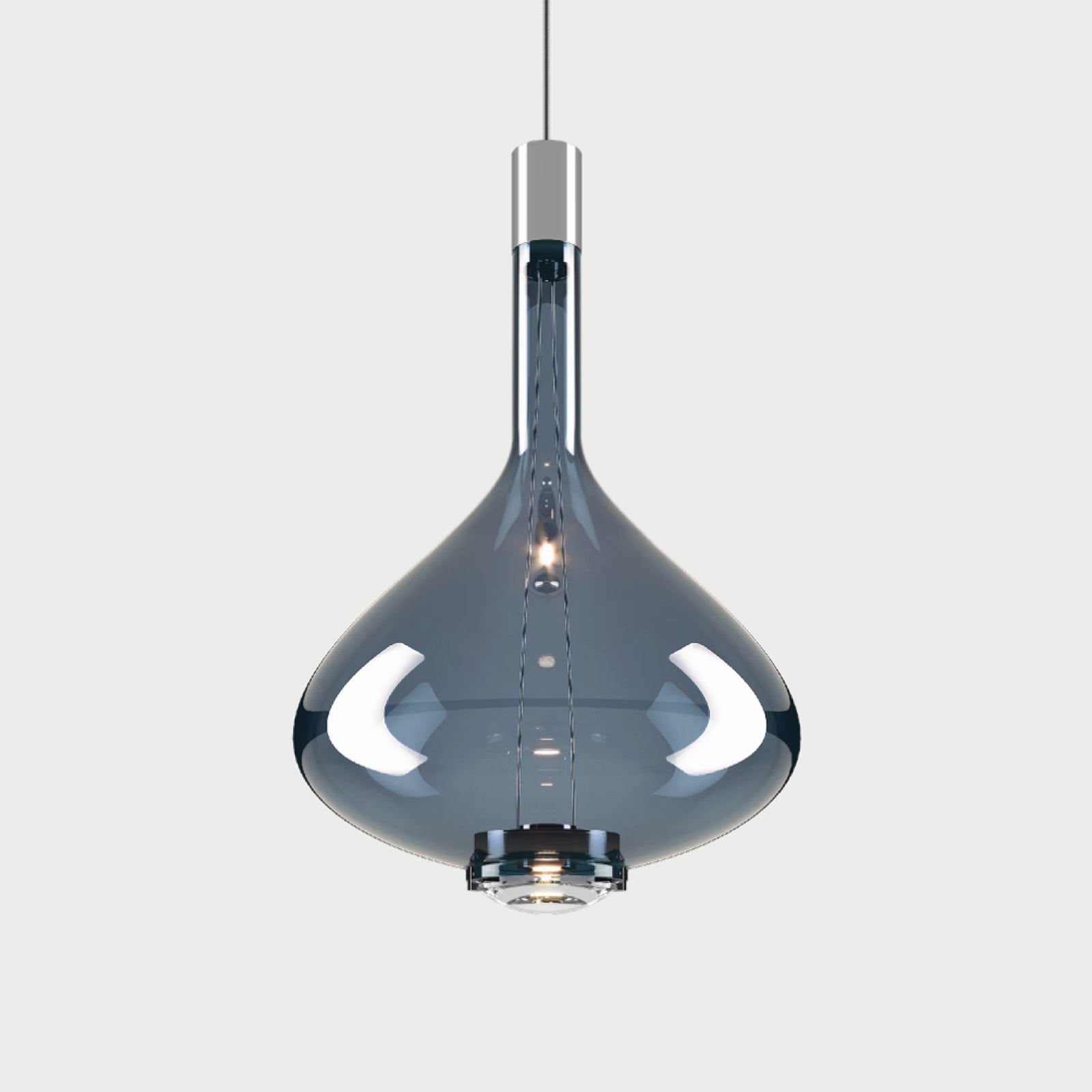 SKY-FALL LARGE - Chrome / Deep Azure Steel - Suspension Lamp