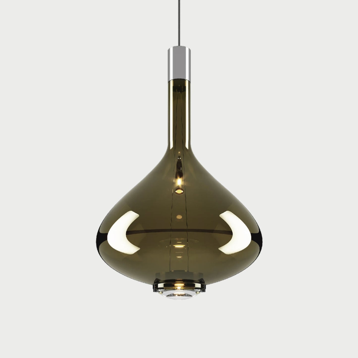 SKY-FALL LARGE - Chrome / Golden Sage - Suspension Lamp