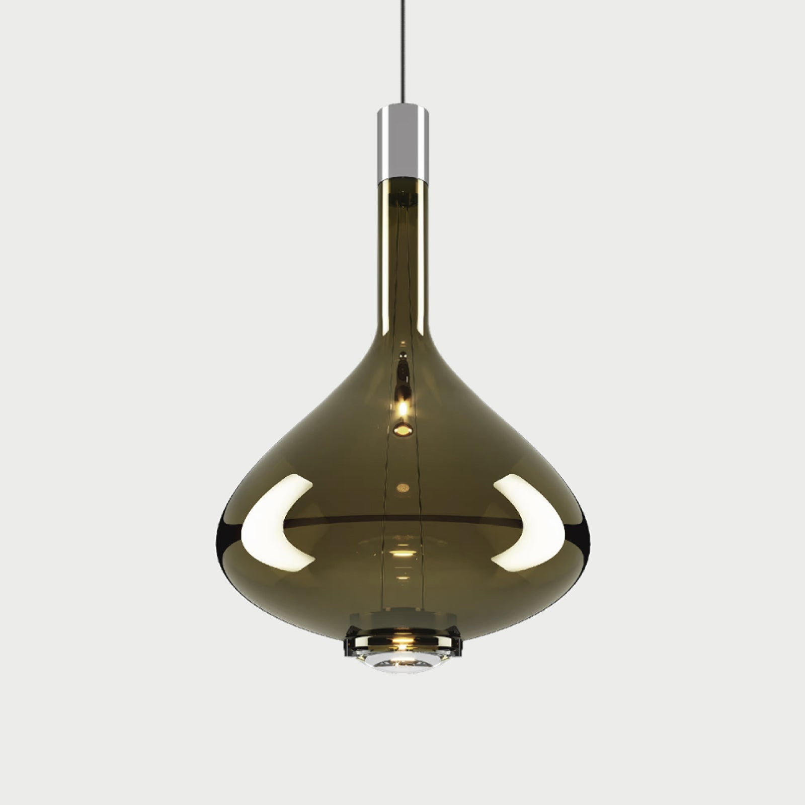 SKY-FALL LARGE - Chrome / Golden Sage - Suspension Lamp