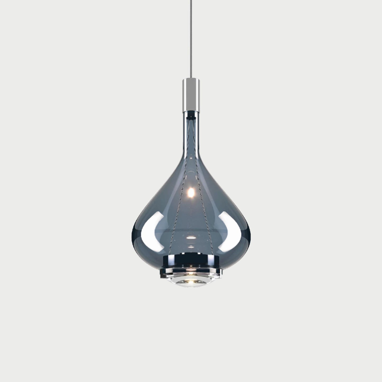 SKY-FALL MEDIUM - Chrome / Deep Azure Steel - Suspension Lamp